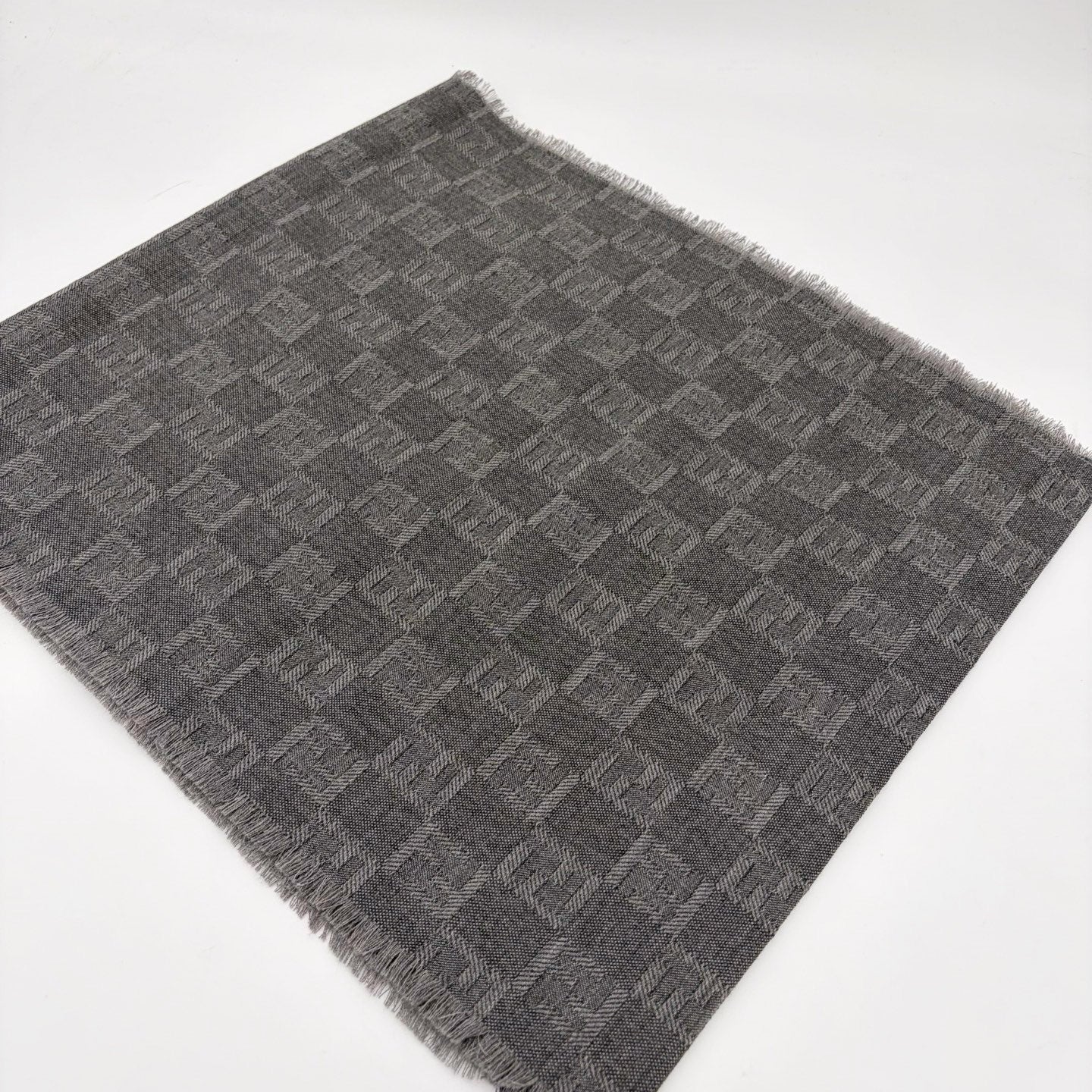 FENDI Gray Zucca Fringe Muffler [Used]