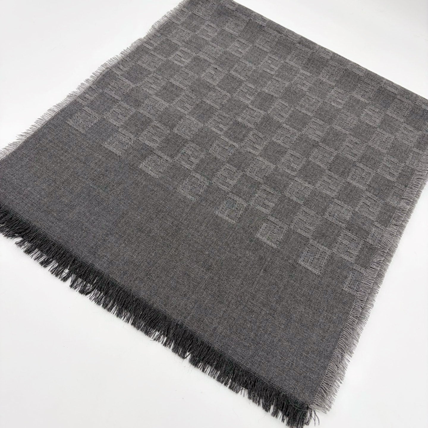 FENDI Gray Zucca Fringe Muffler [Used]