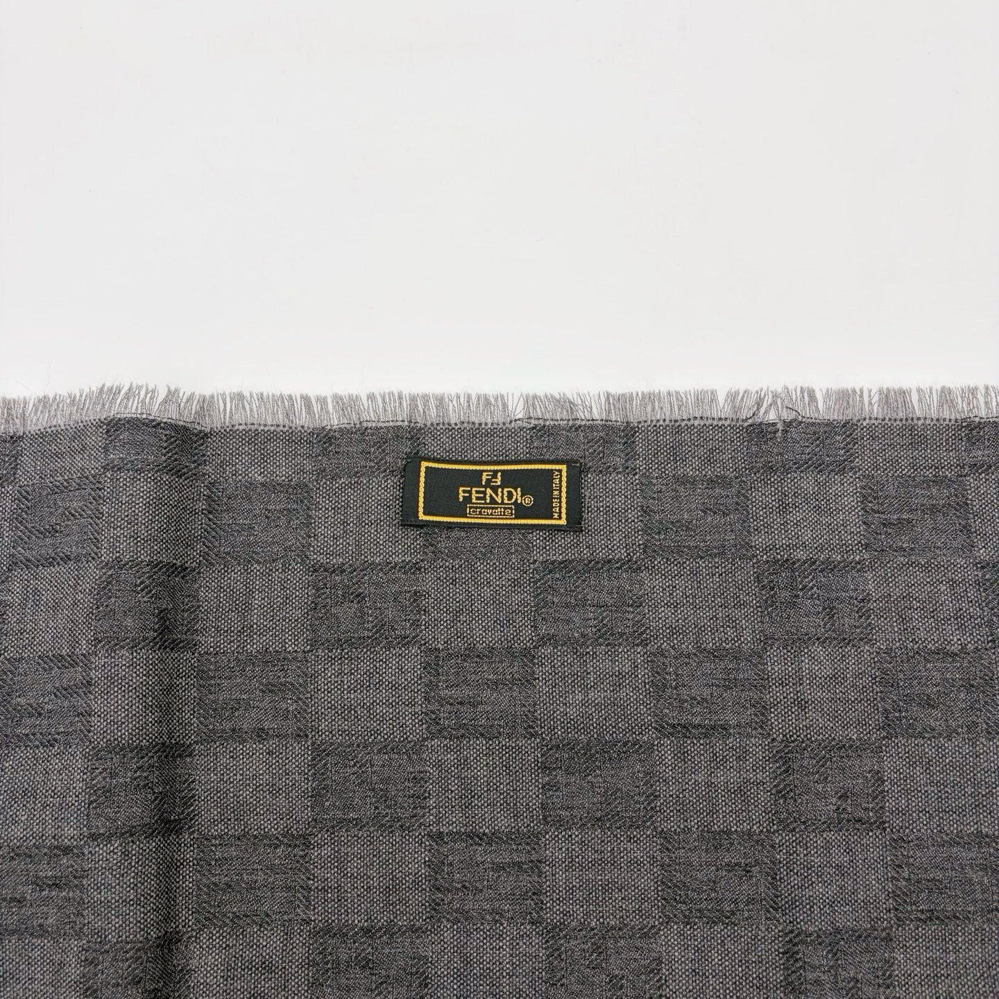 FENDI Gray Zucca Fringe Muffler [Used]