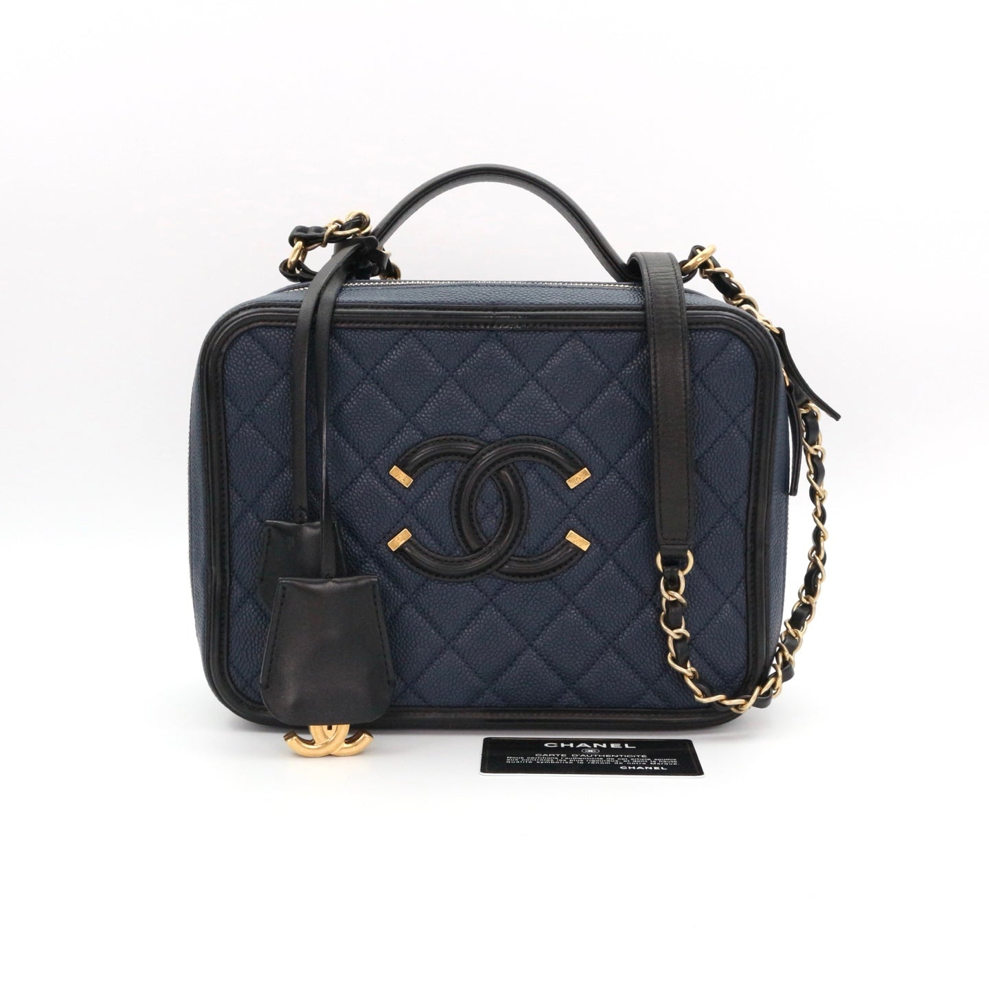 CHANEL Blue and Black Camera Bag [Used]