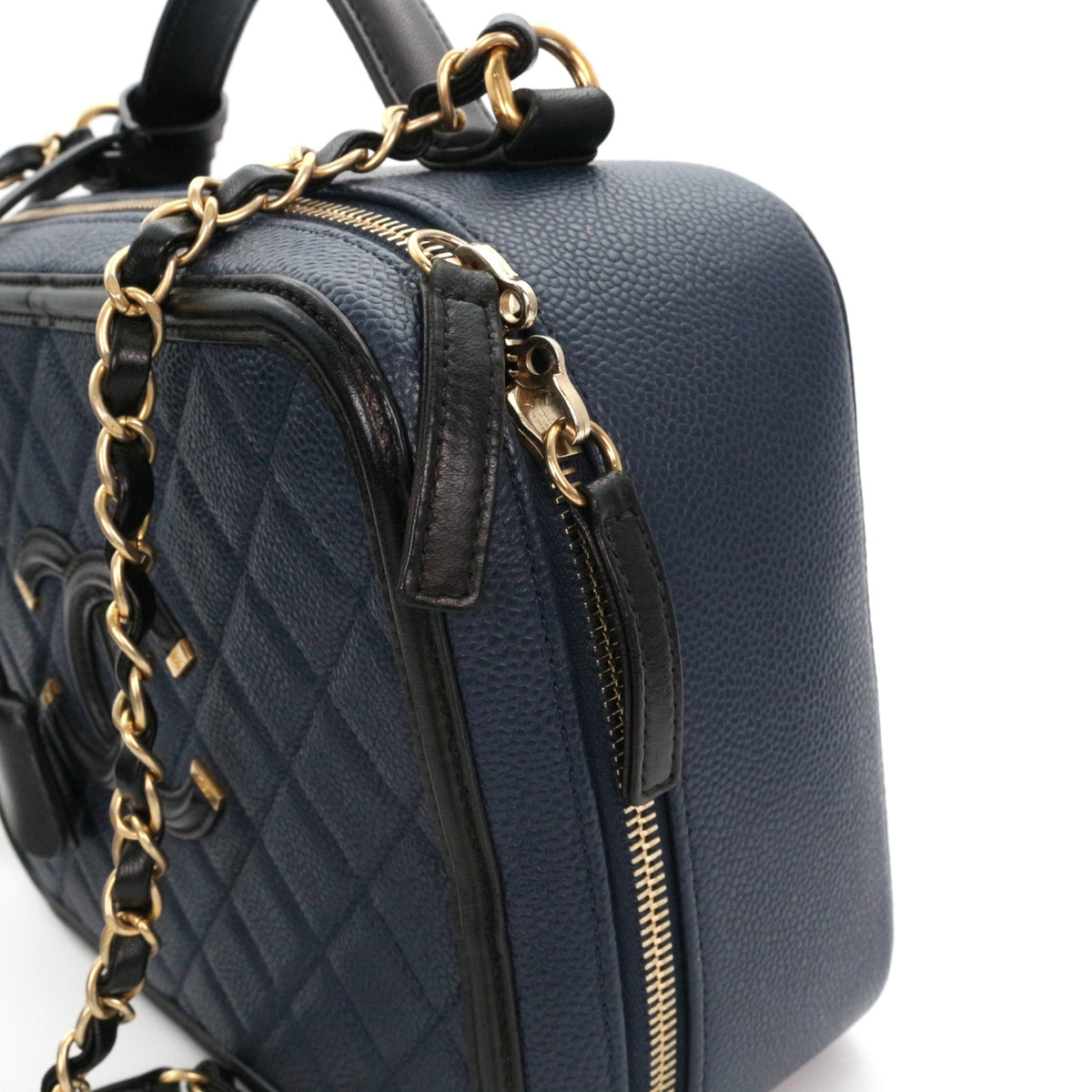 CHANEL Blue and Black Camera Bag [Used]