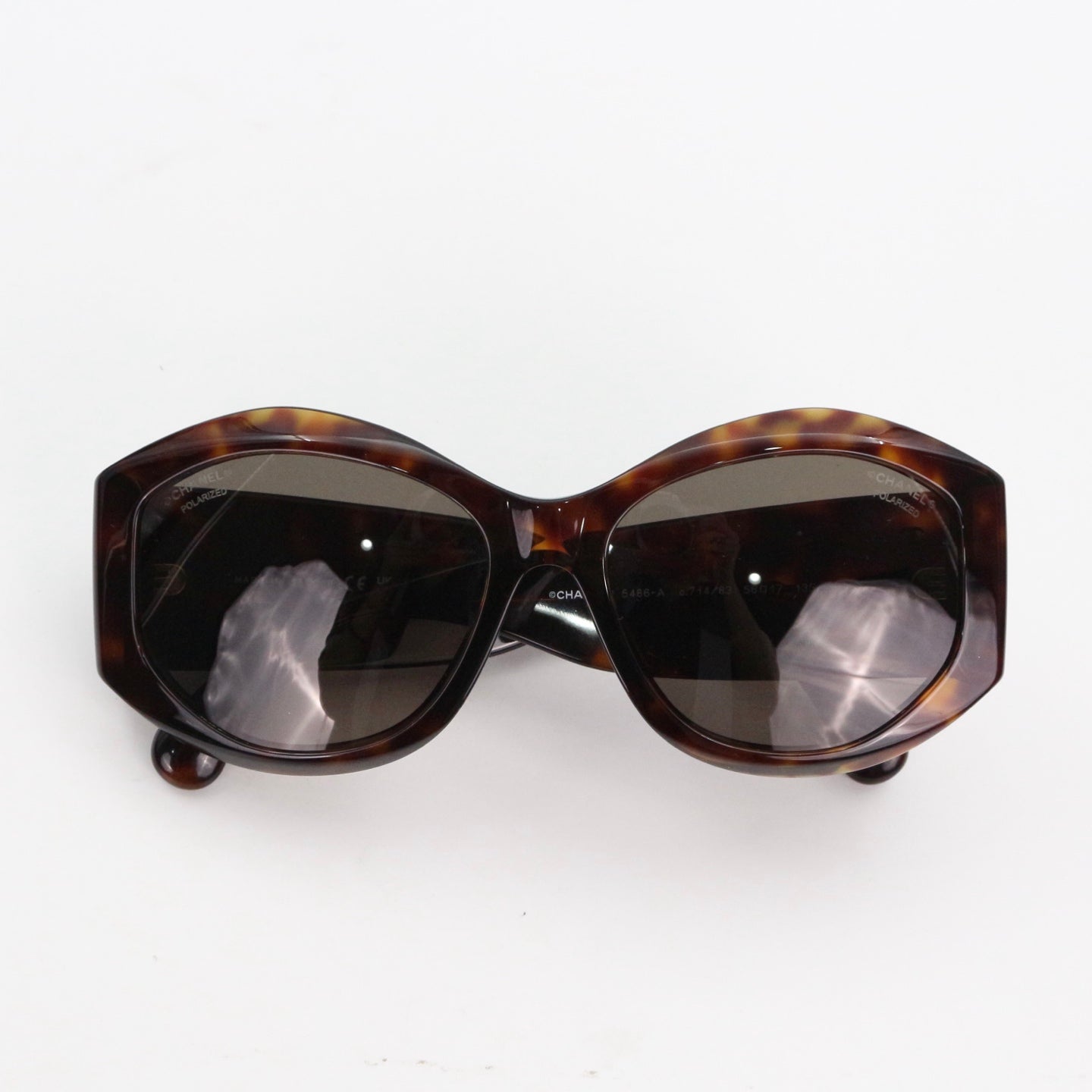 Chanel Tortoiseshell Wide Frame Quilted CC Sunglasses Gold Hardware [Used]