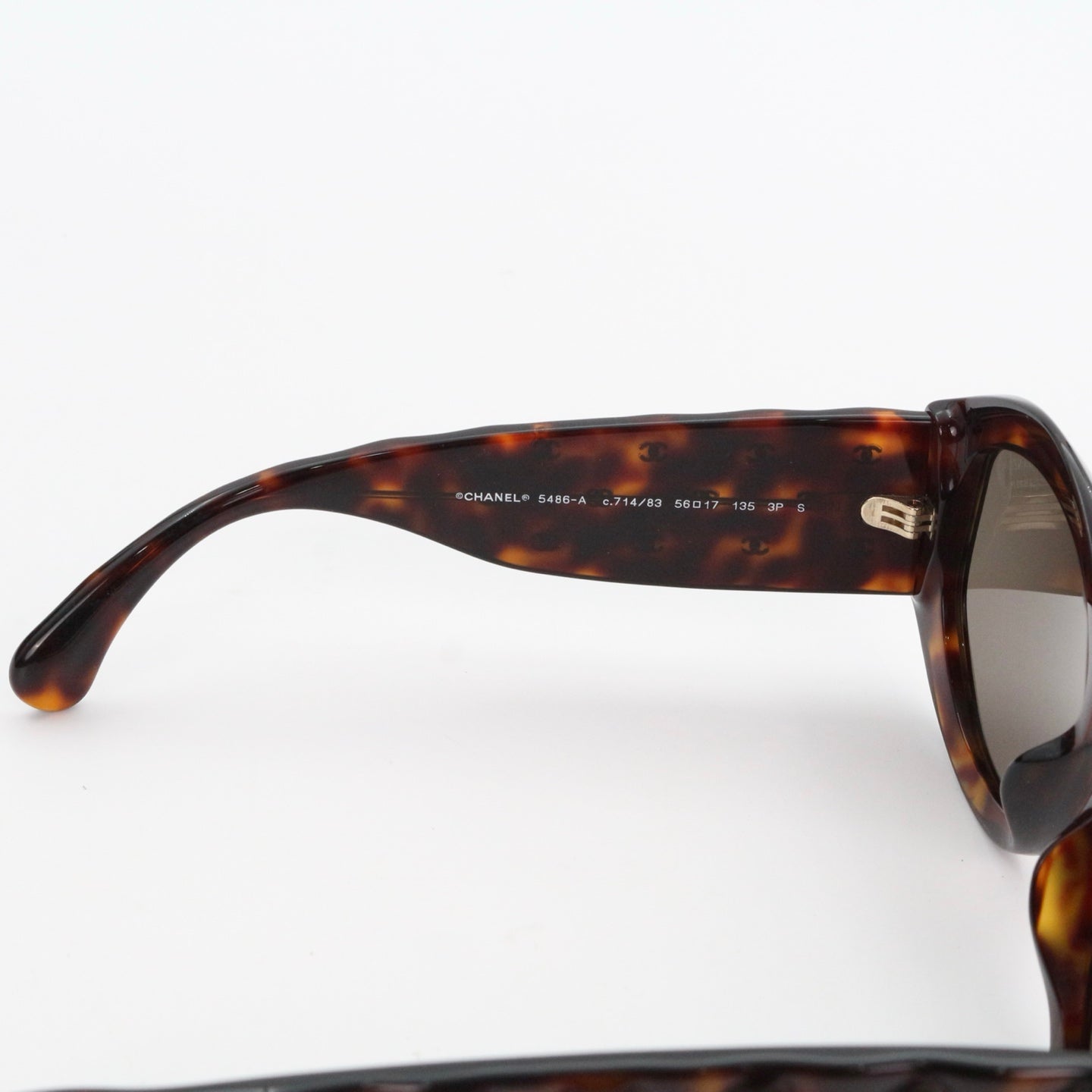 Chanel Tortoiseshell Wide Frame Quilted CC Sunglasses Gold Hardware [Used]