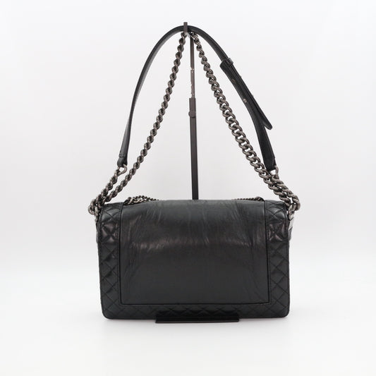 CHANEL Medium Boy Bag with Layered Chain Detail [Used]