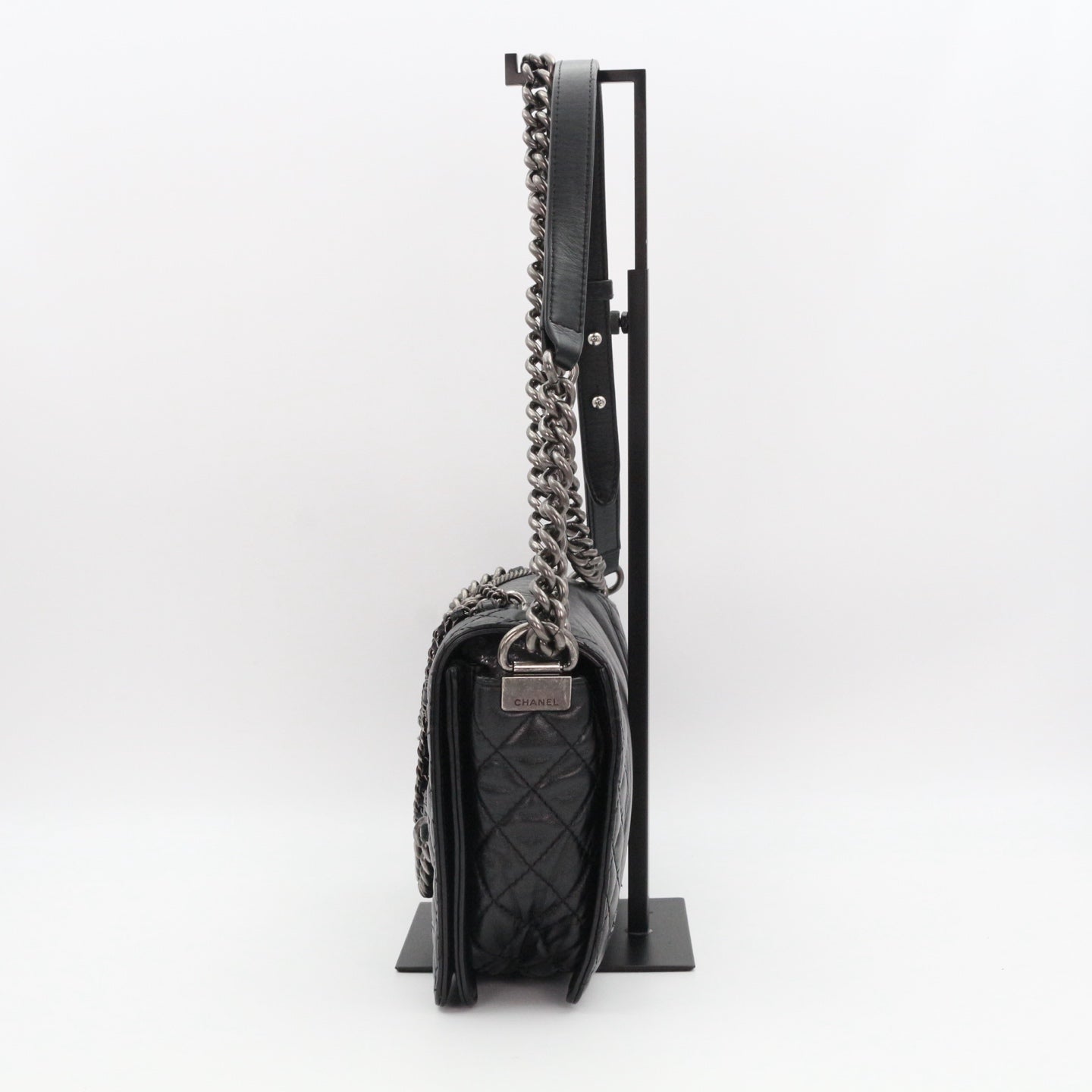 CHANEL Medium Boy Bag with Layered Chain Detail [Used]