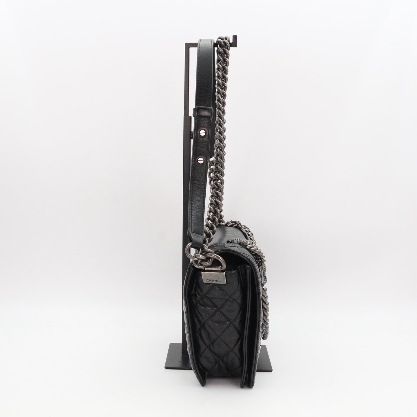 CHANEL Medium Boy Bag with Layered Chain Detail [Used]
