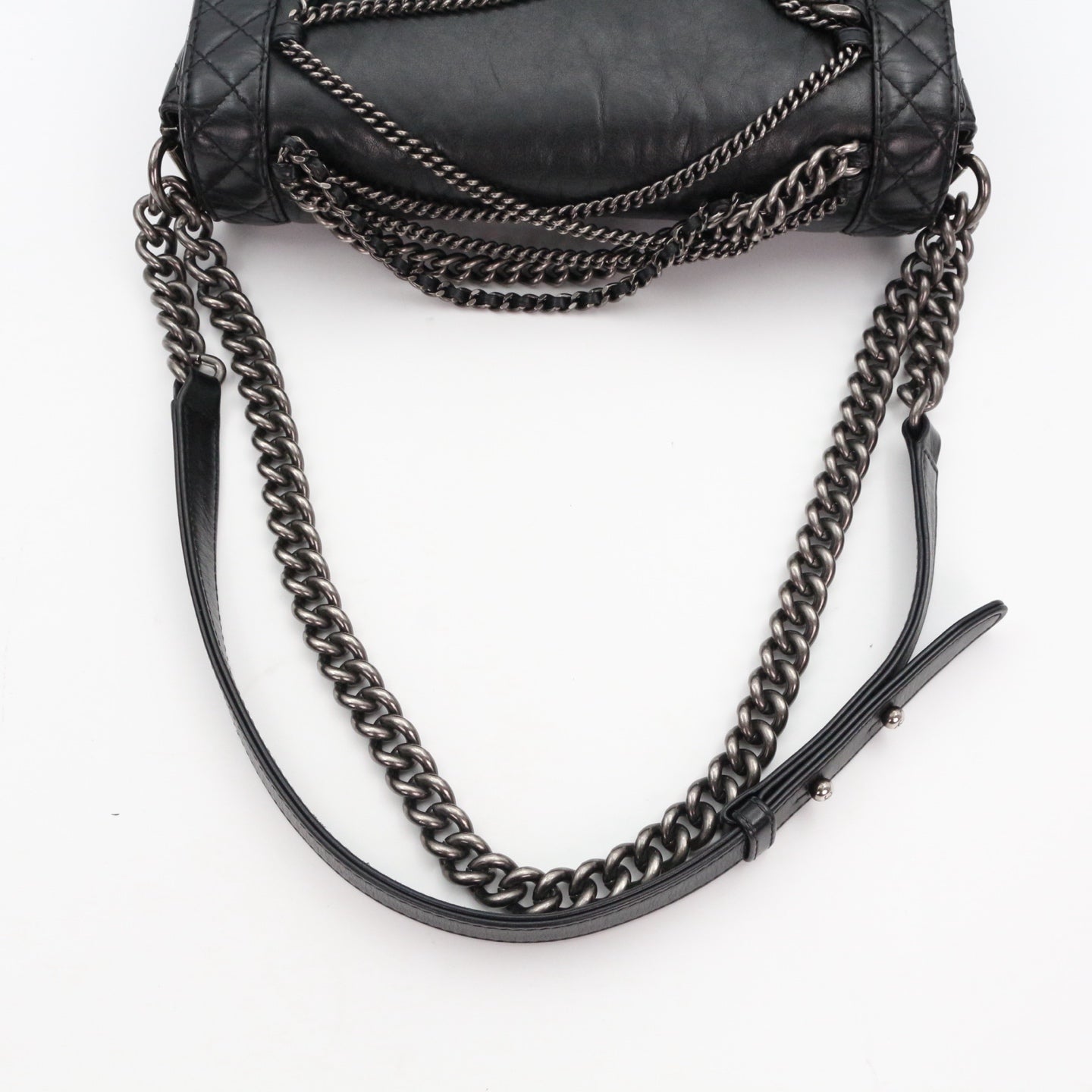 CHANEL Medium Boy Bag with Layered Chain Detail [Used]