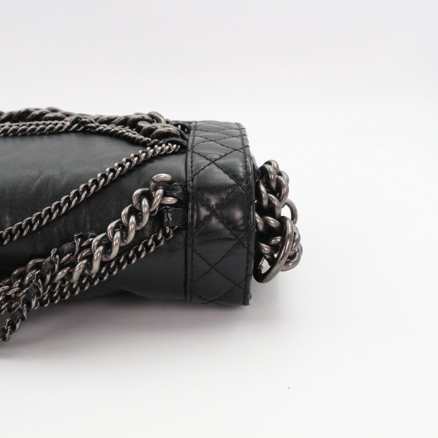 CHANEL Medium Boy Bag with Layered Chain Detail [Used]