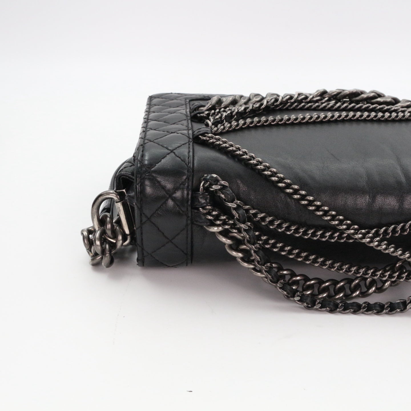 CHANEL Medium Boy Bag with Layered Chain Detail [Used]
