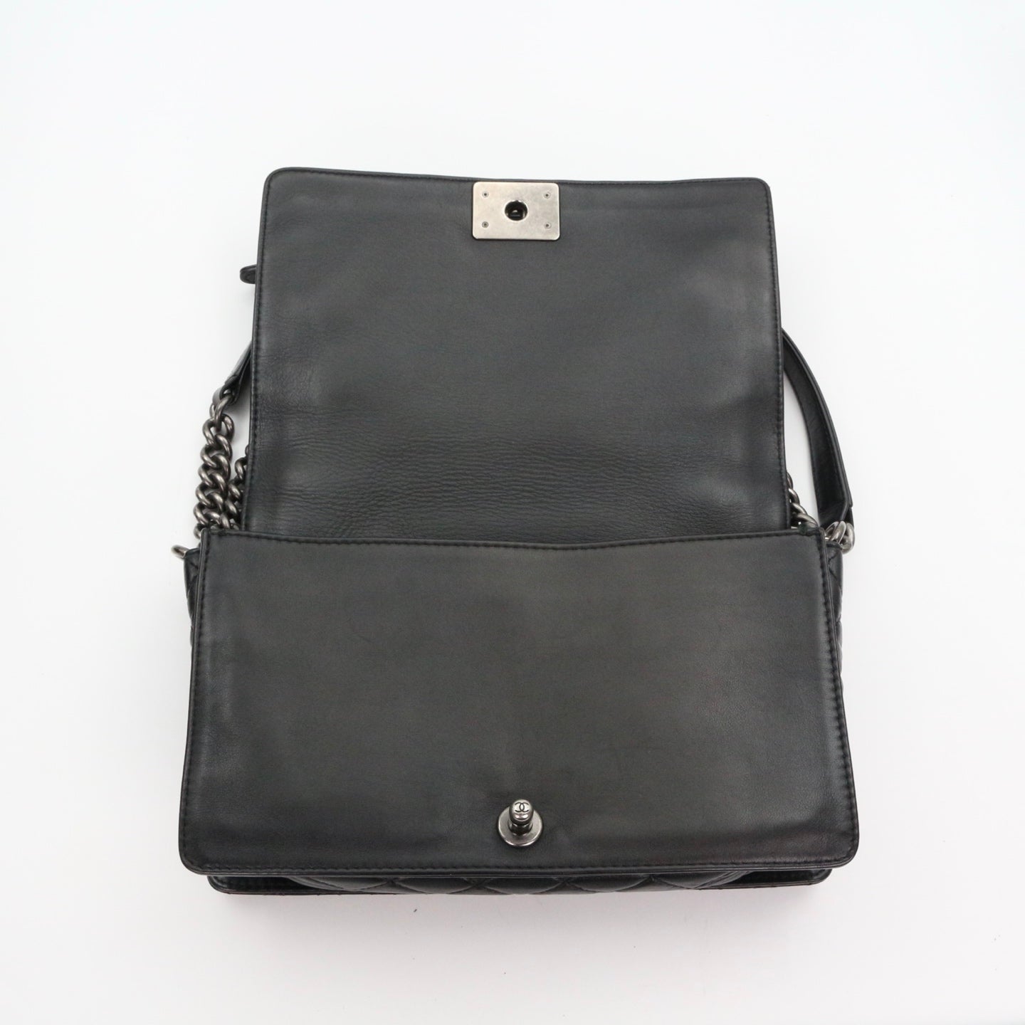 CHANEL Medium Boy Bag with Layered Chain Detail [Used]