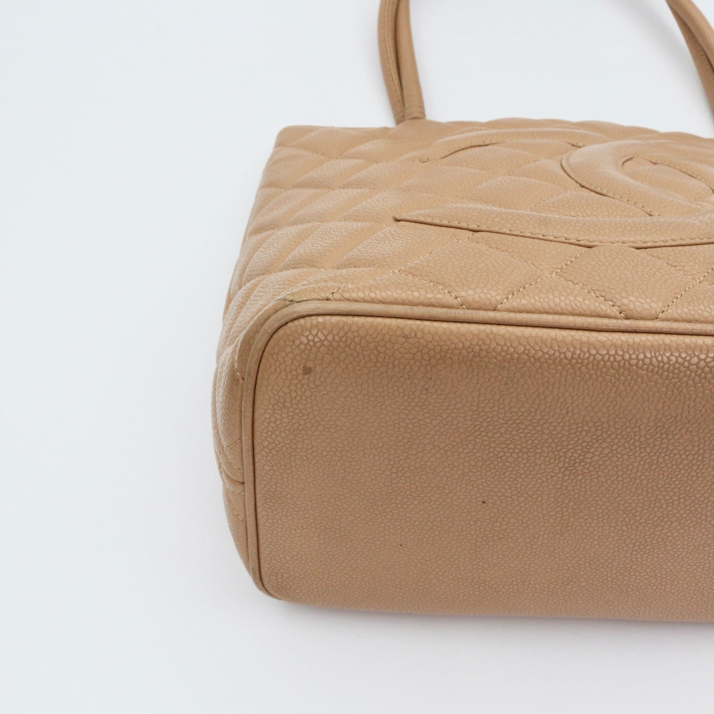 CHANEL Beige Caviar Medallion Tote Handbag [Used]