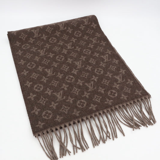LOUIS VUITTON Brown Monogram Fringe Muffler [Used]