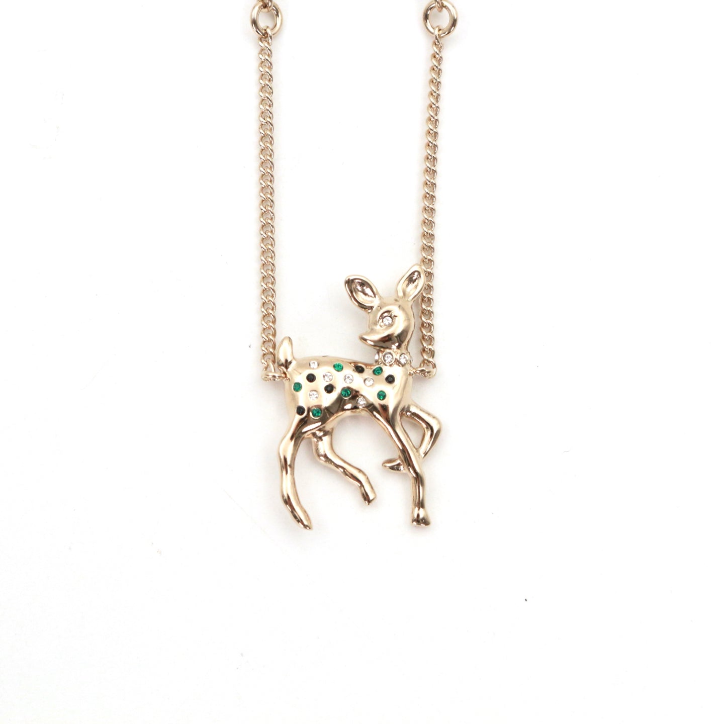 CHANEL Gold-Tone Christmas Reindeer Pearl Necklace [Unused]