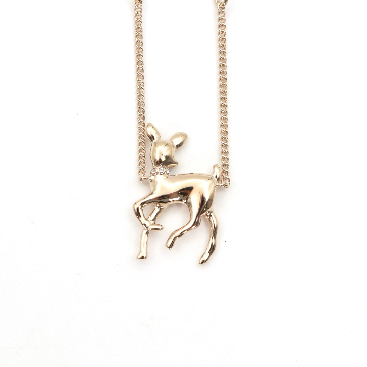 CHANEL Gold-Tone Christmas Reindeer Pearl Necklace [Unused]