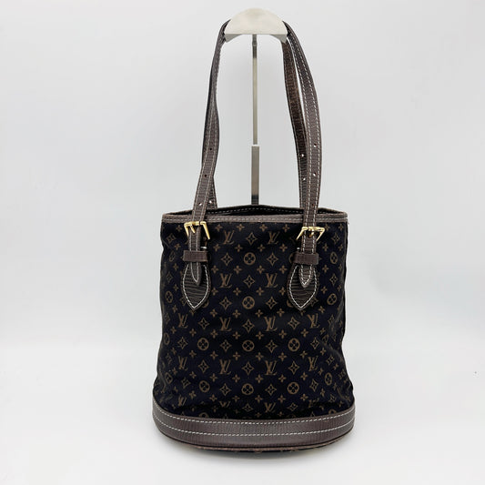 LOUIS VUITTON Brown Monogram Mini Lin Bucket PM Shoulder Bag [Used]