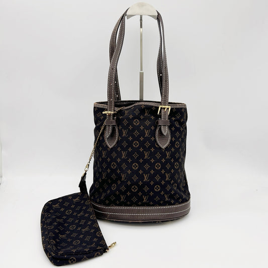 LOUIS VUITTON Brown Monogram Mini Lin Bucket PM Shoulder Bag [Used]