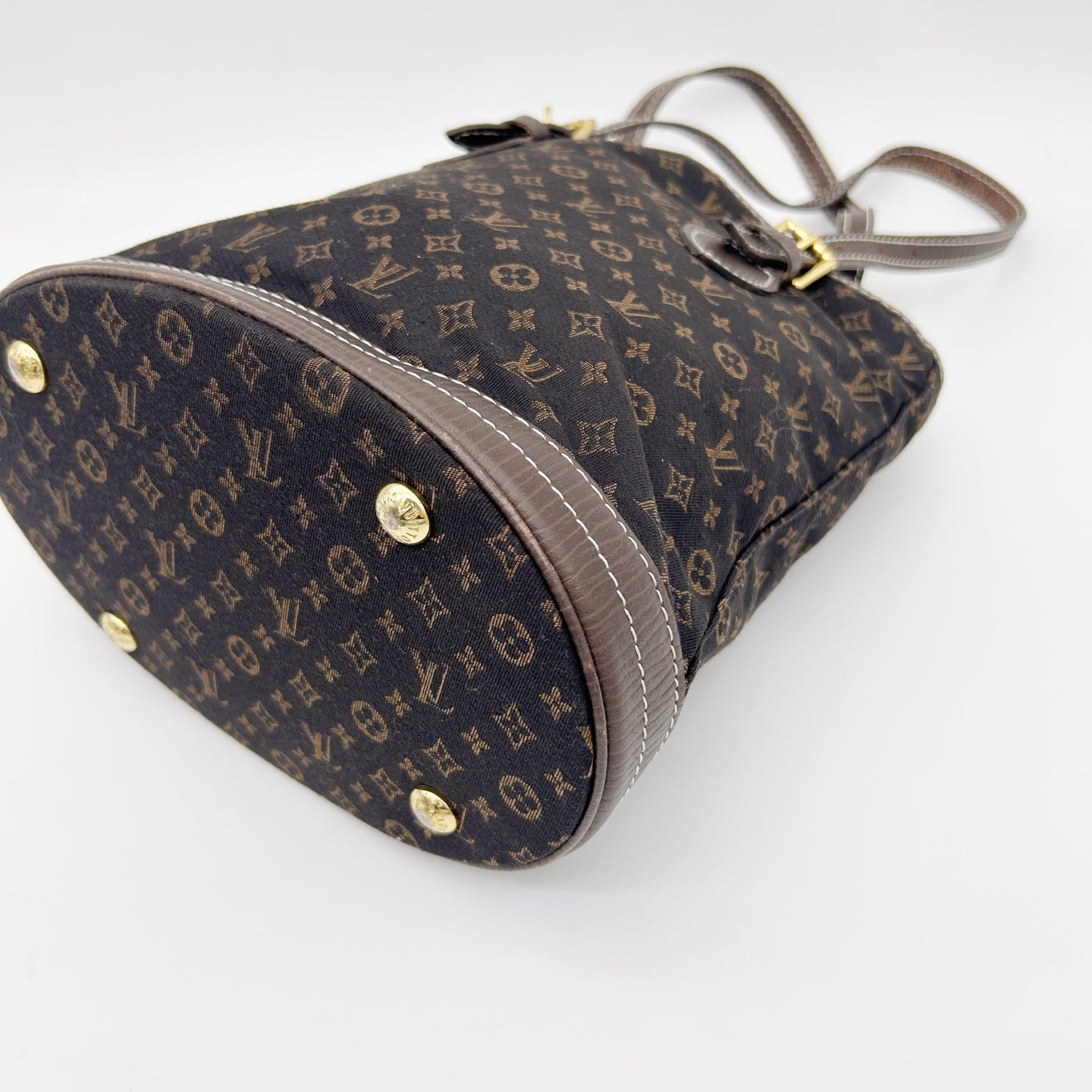 LOUIS VUITTON Brown Monogram Mini Lin Bucket PM Shoulder Bag [Used]