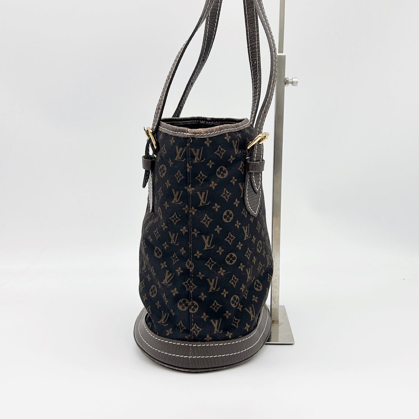 LOUIS VUITTON Brown Monogram Mini Lin Bucket PM Shoulder Bag [Used]