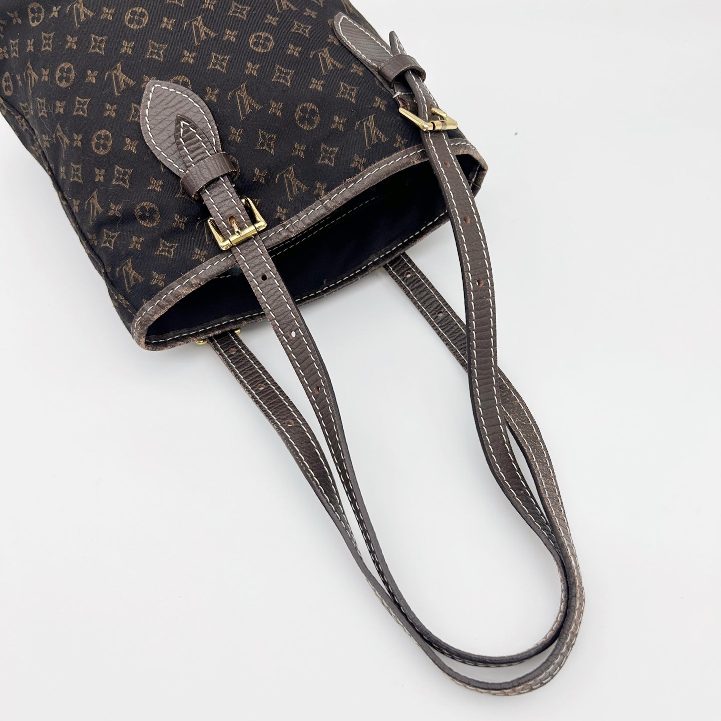LOUIS VUITTON Brown Monogram Mini Lin Bucket PM Shoulder Bag [Used]