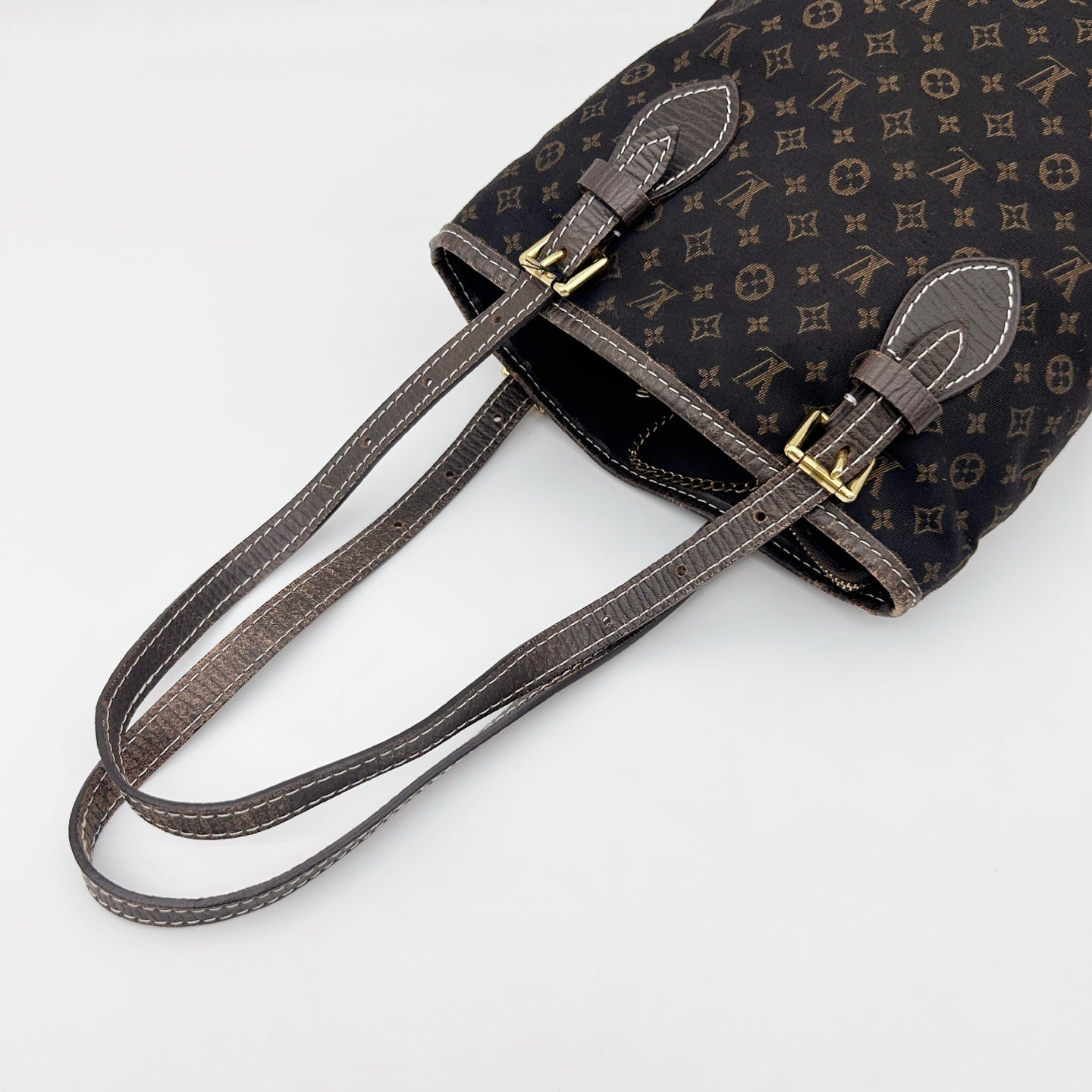 LOUIS VUITTON Brown Monogram Mini Lin Bucket PM Shoulder Bag [Used]