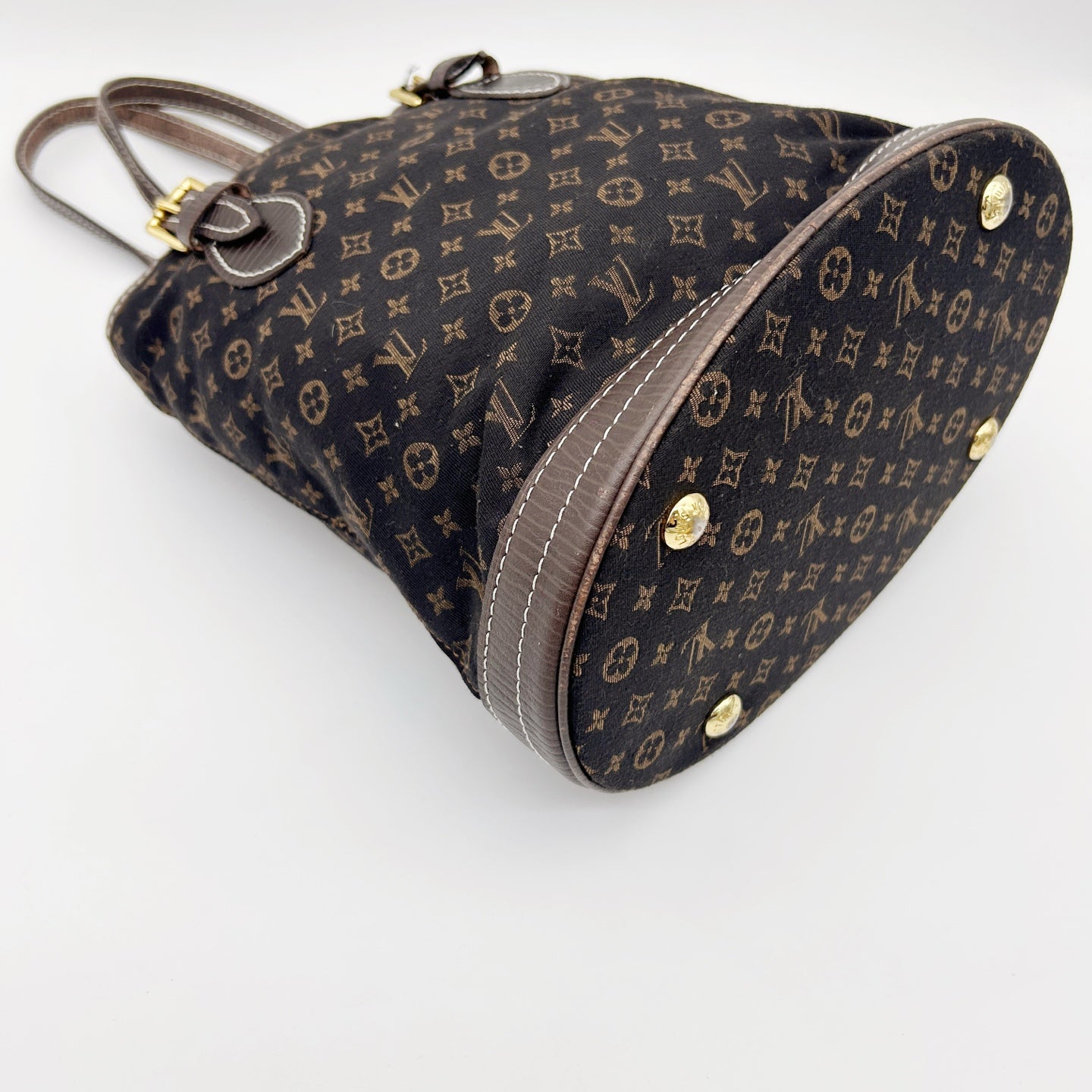 LOUIS VUITTON Brown Monogram Mini Lin Bucket PM Shoulder Bag [Used]