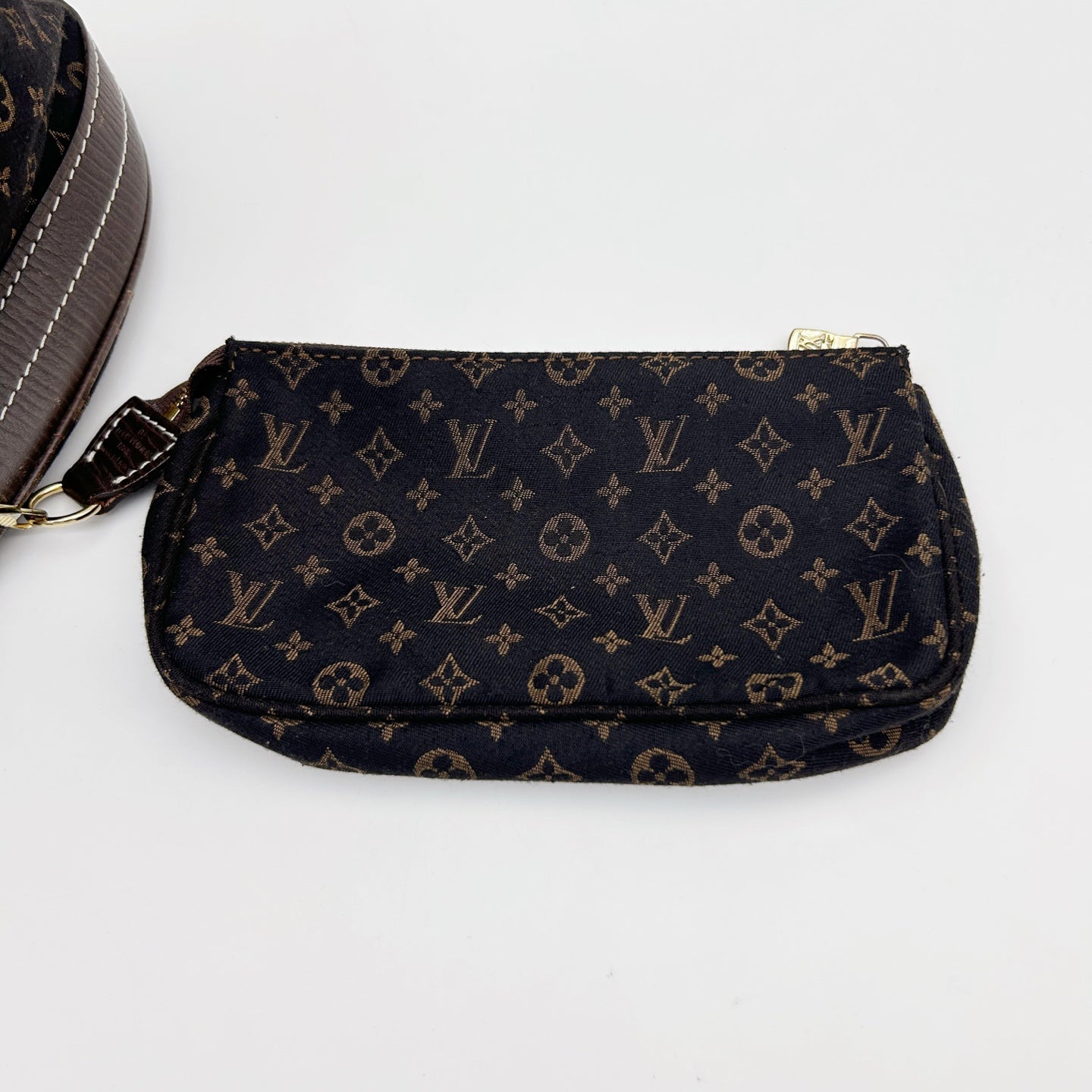 LOUIS VUITTON Brown Monogram Mini Lin Bucket PM Shoulder Bag [Used]