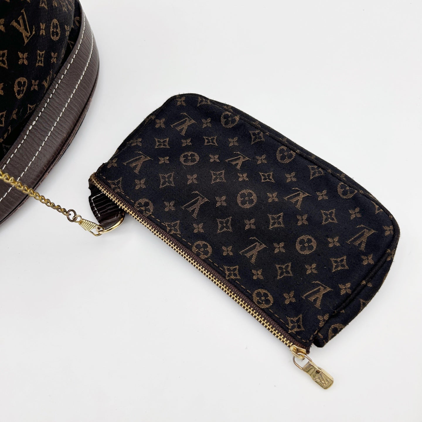 LOUIS VUITTON Brown Monogram Mini Lin Bucket PM Shoulder Bag [Used]
