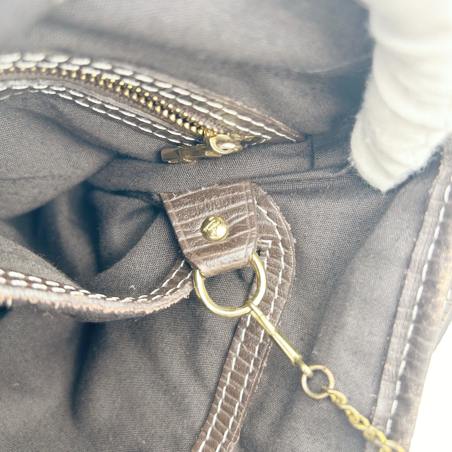 LOUIS VUITTON Brown Monogram Mini Lin Bucket PM Shoulder Bag [Used]
