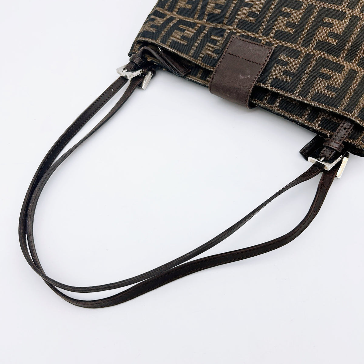 Fendi Brown Zucca Canvas Shoulder Tote Bag [Used]