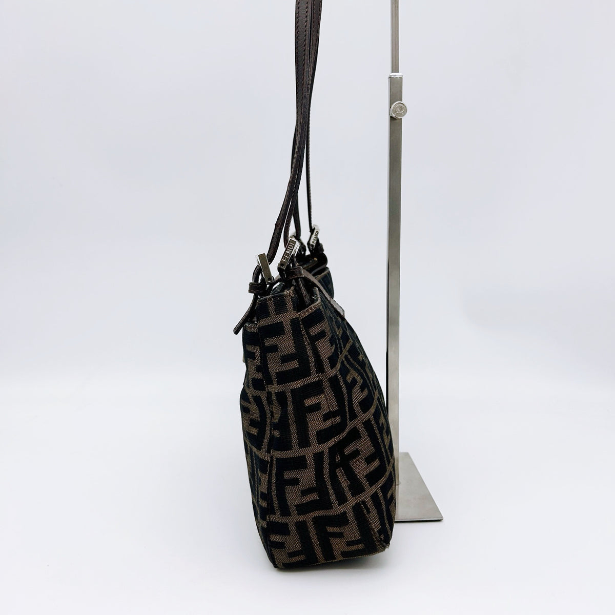 Fendi Brown Zucca Canvas Shoulder Tote Bag [Used]