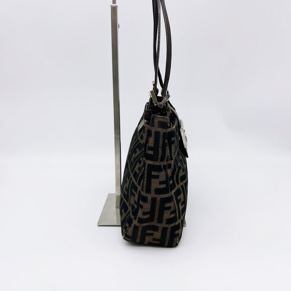 Fendi Brown Zucca Canvas Shoulder Tote Bag [Used]