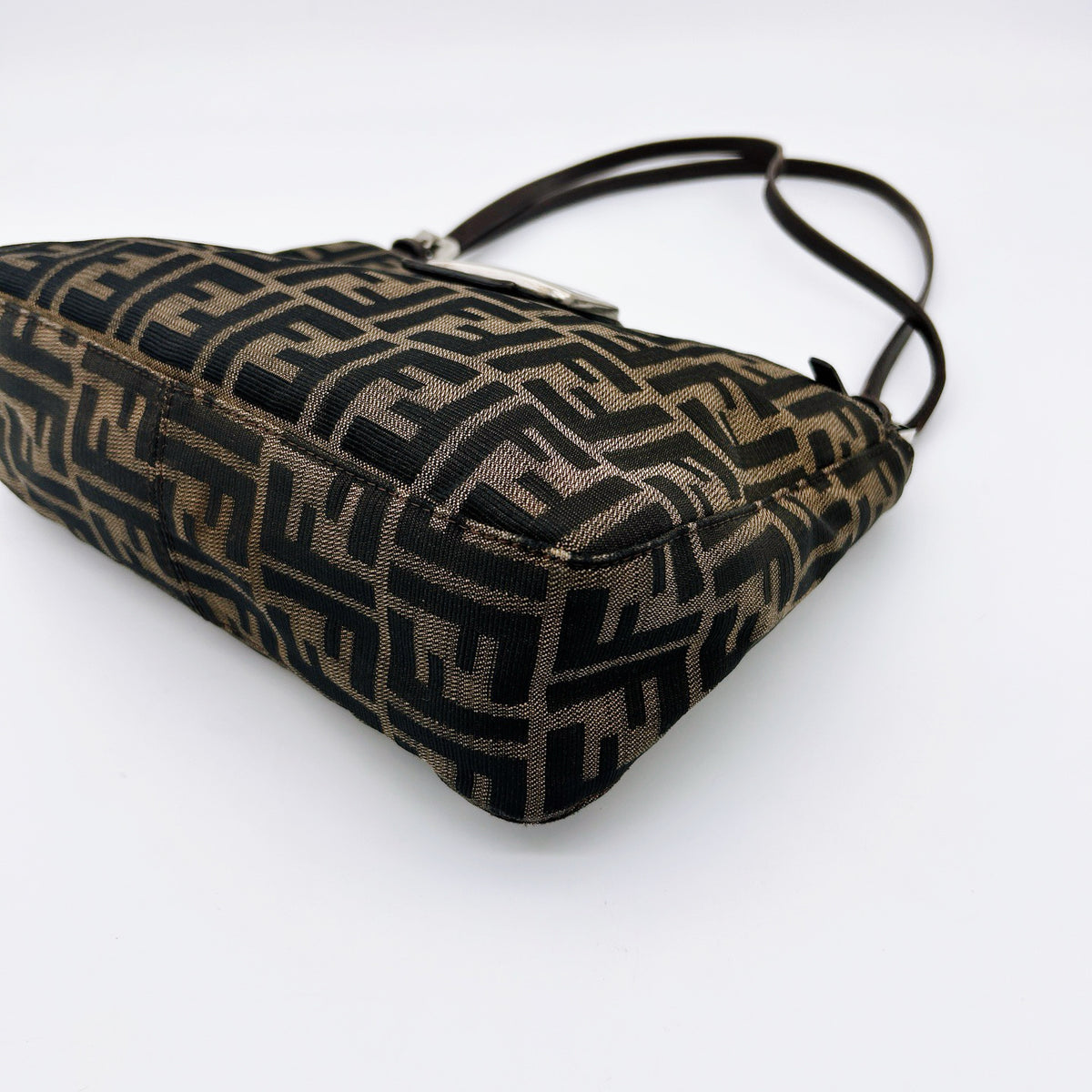 Fendi Brown Zucca Canvas Shoulder Tote Bag [Used]