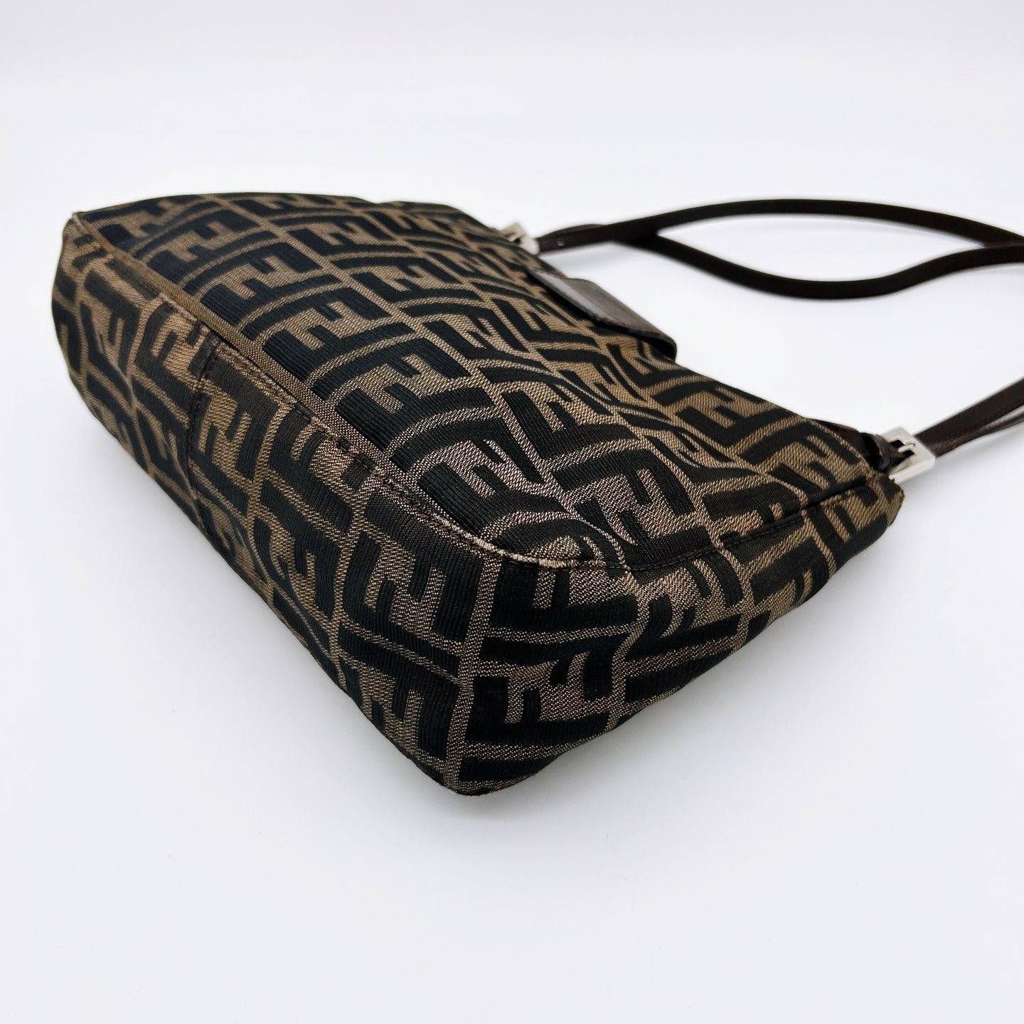 Fendi Brown Zucca Canvas Shoulder Tote Bag [Used]