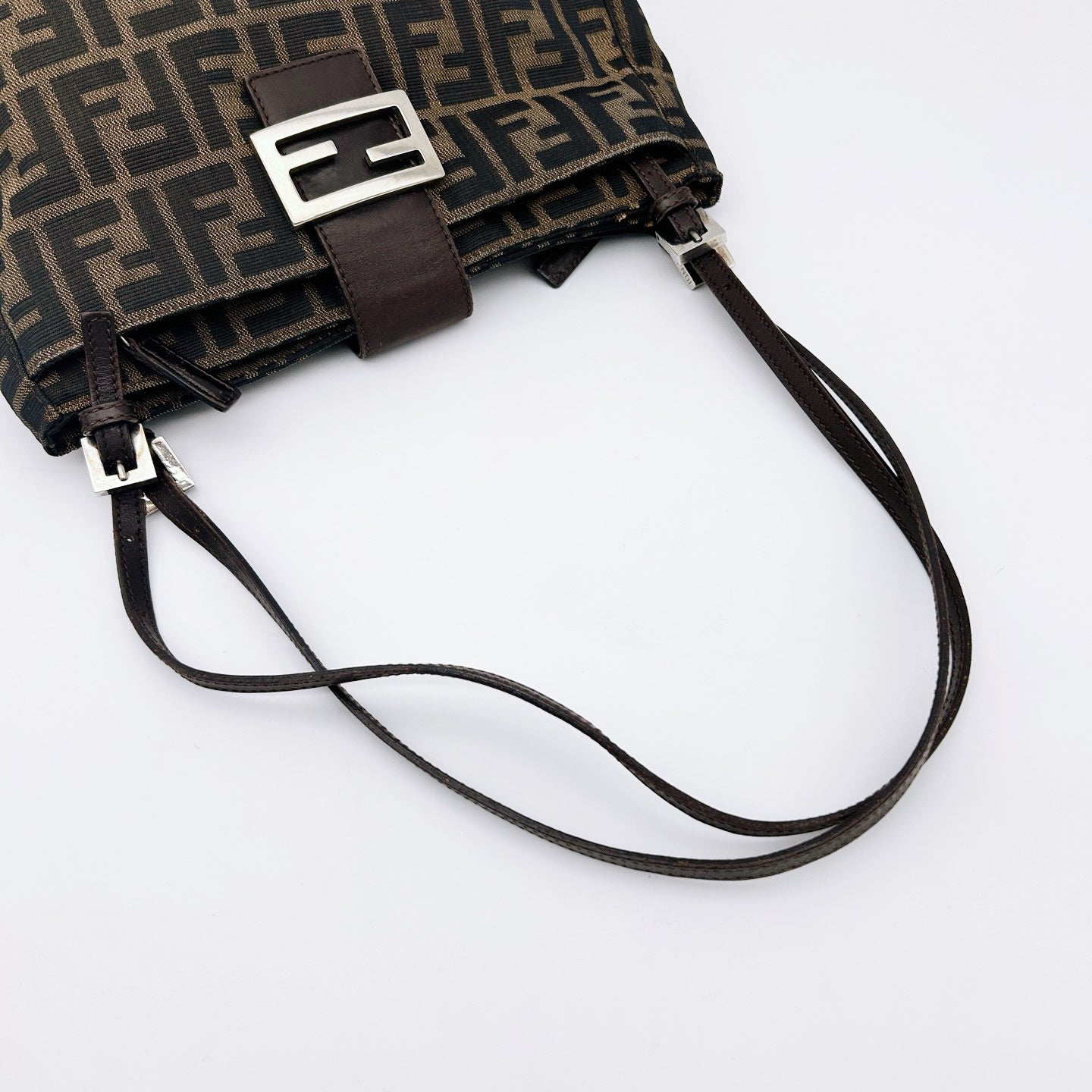 Fendi Brown Zucca Canvas Shoulder Tote Bag [Used]
