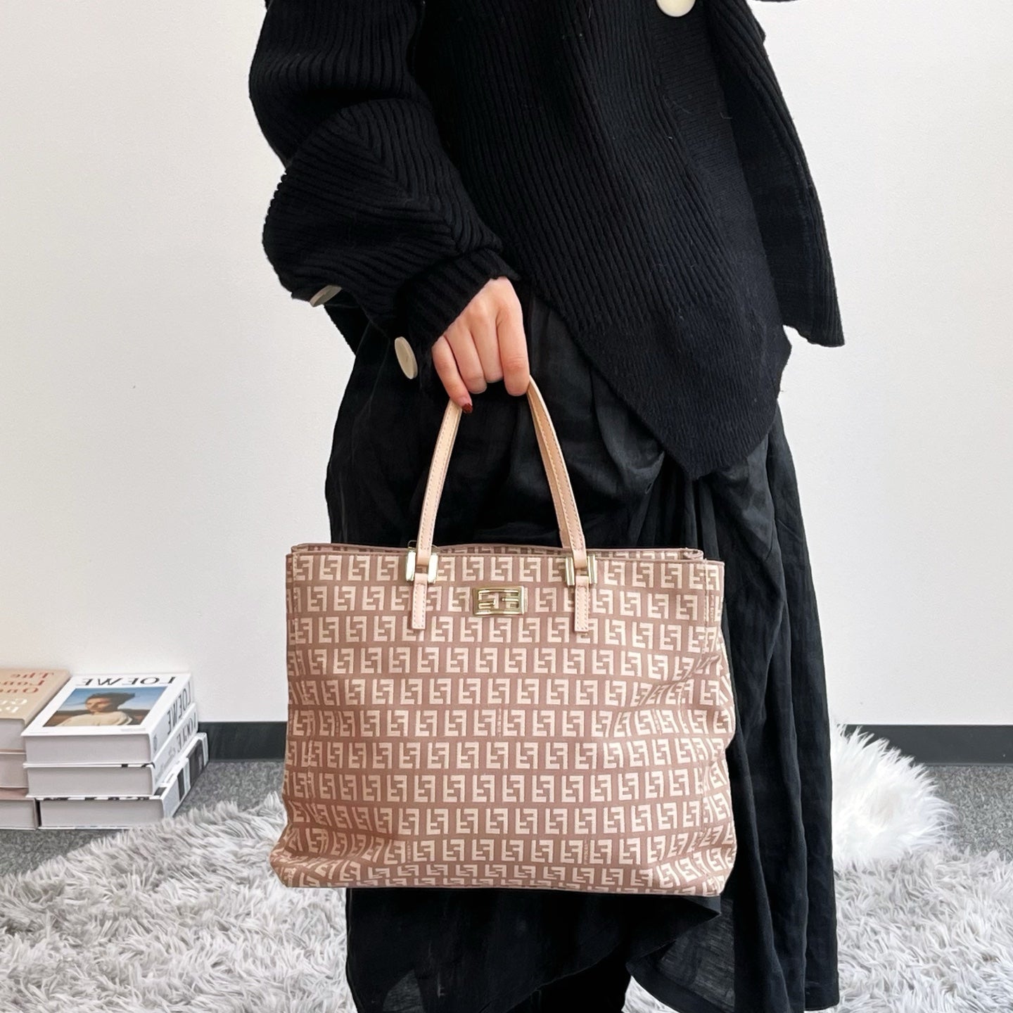 Fendi Pink Zucca Canvas Tote Bag [Used]