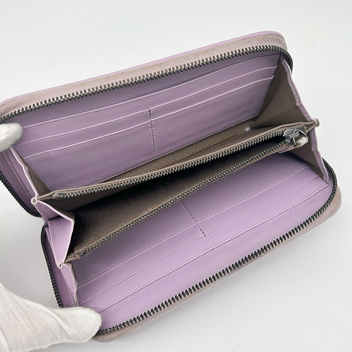 Bottega Veneta Intrecciato Purple Leather Long Wallet [Used]