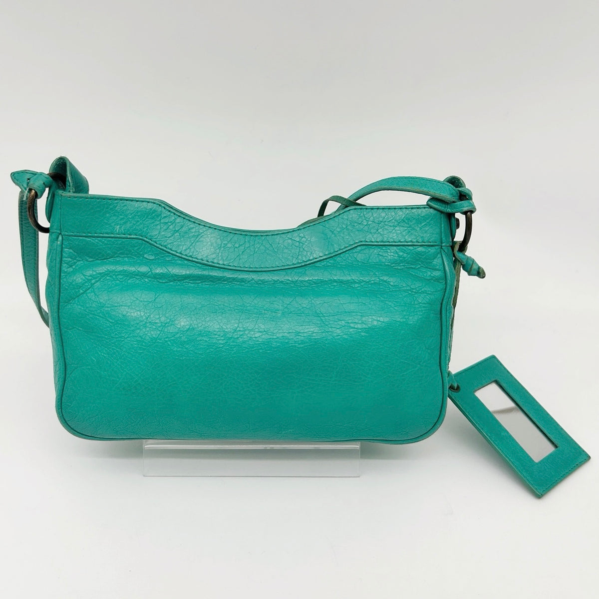 Balenciaga Teal Blue Crinkled Leather Crossbody Bag [Used]