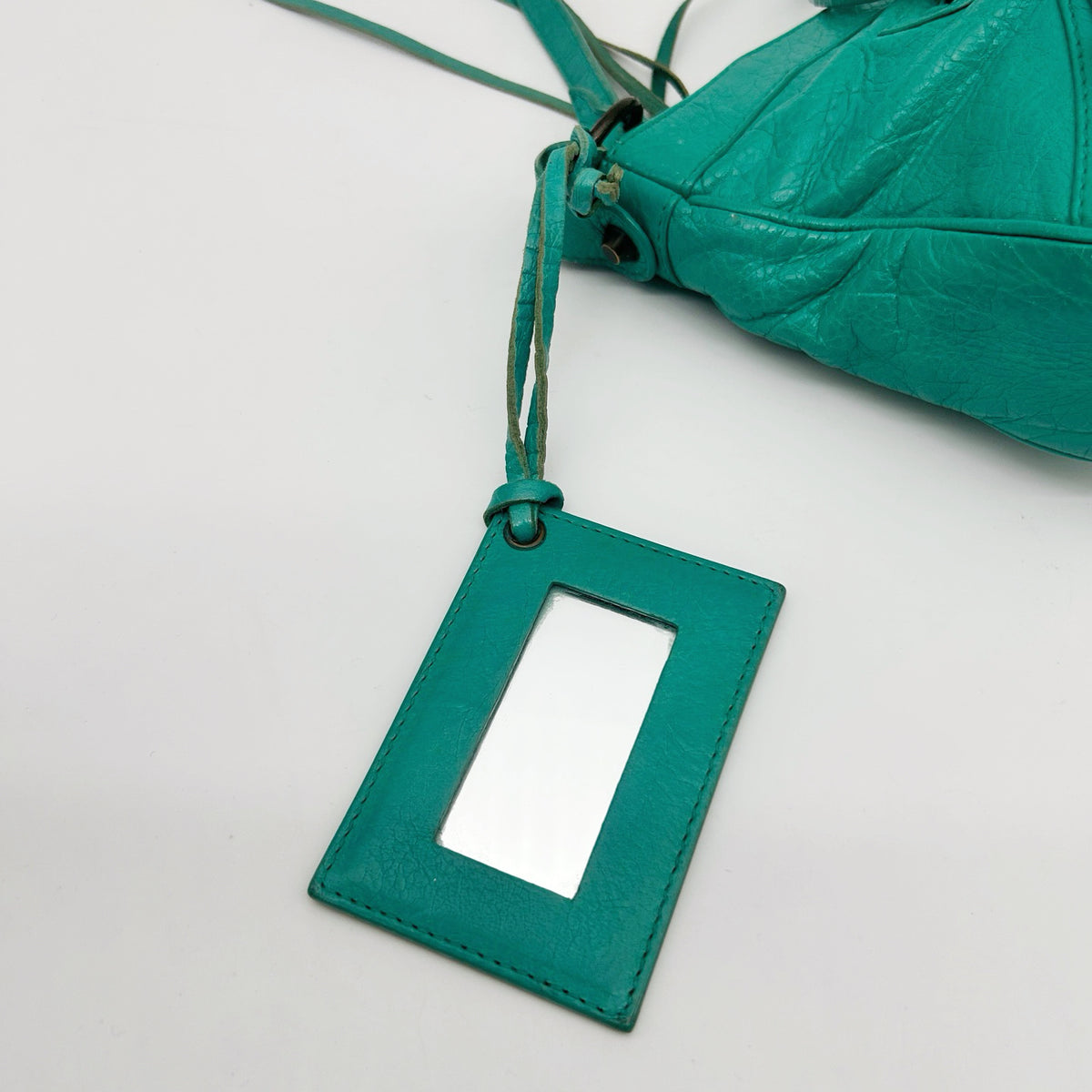 Balenciaga Teal Blue Crinkled Leather Crossbody Bag [Used]