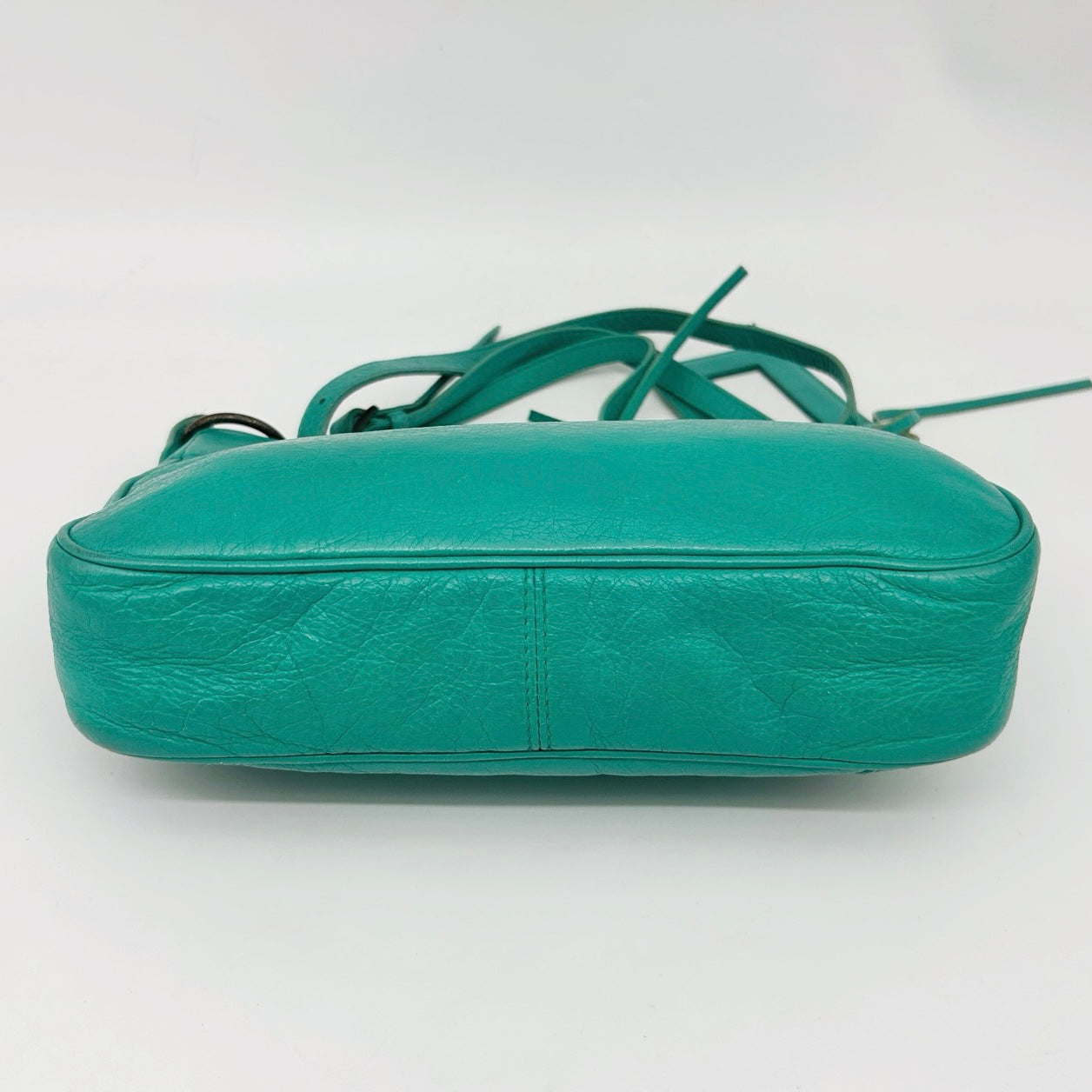 Balenciaga Teal Blue Crinkled Leather Crossbody Bag [Used]