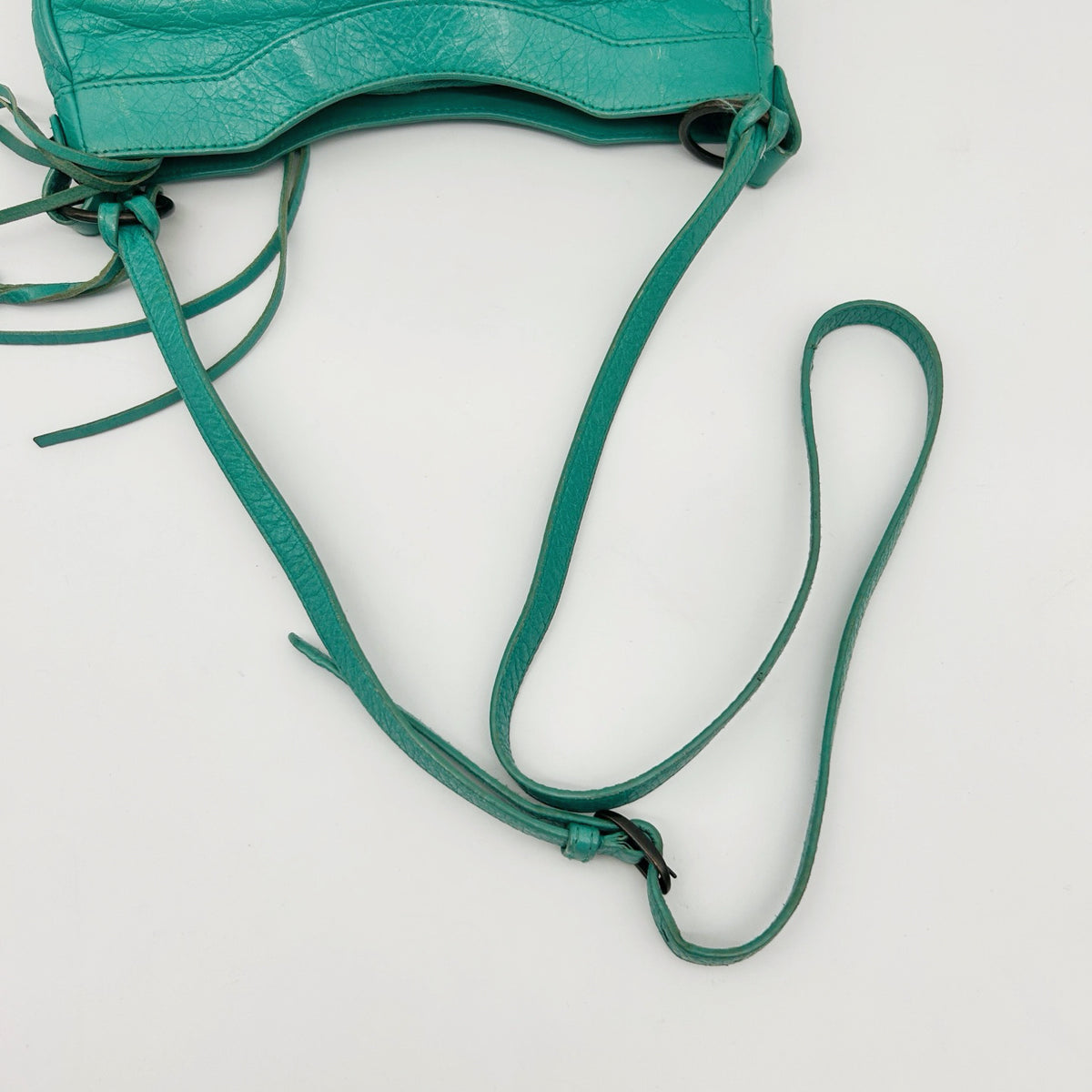 Balenciaga Teal Blue Crinkled Leather Crossbody Bag [Used]