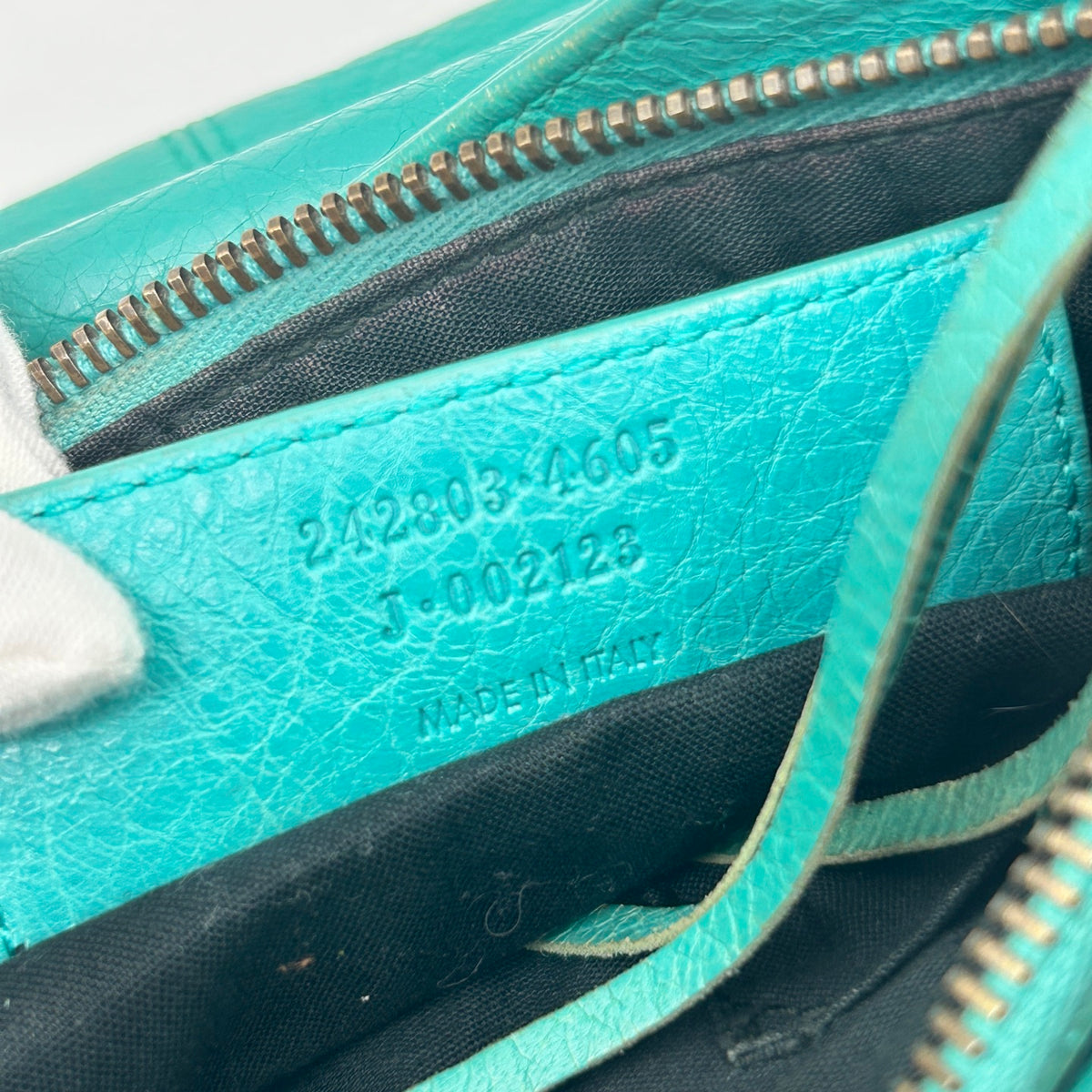 Balenciaga Teal Blue Crinkled Leather Crossbody Bag [Used]
