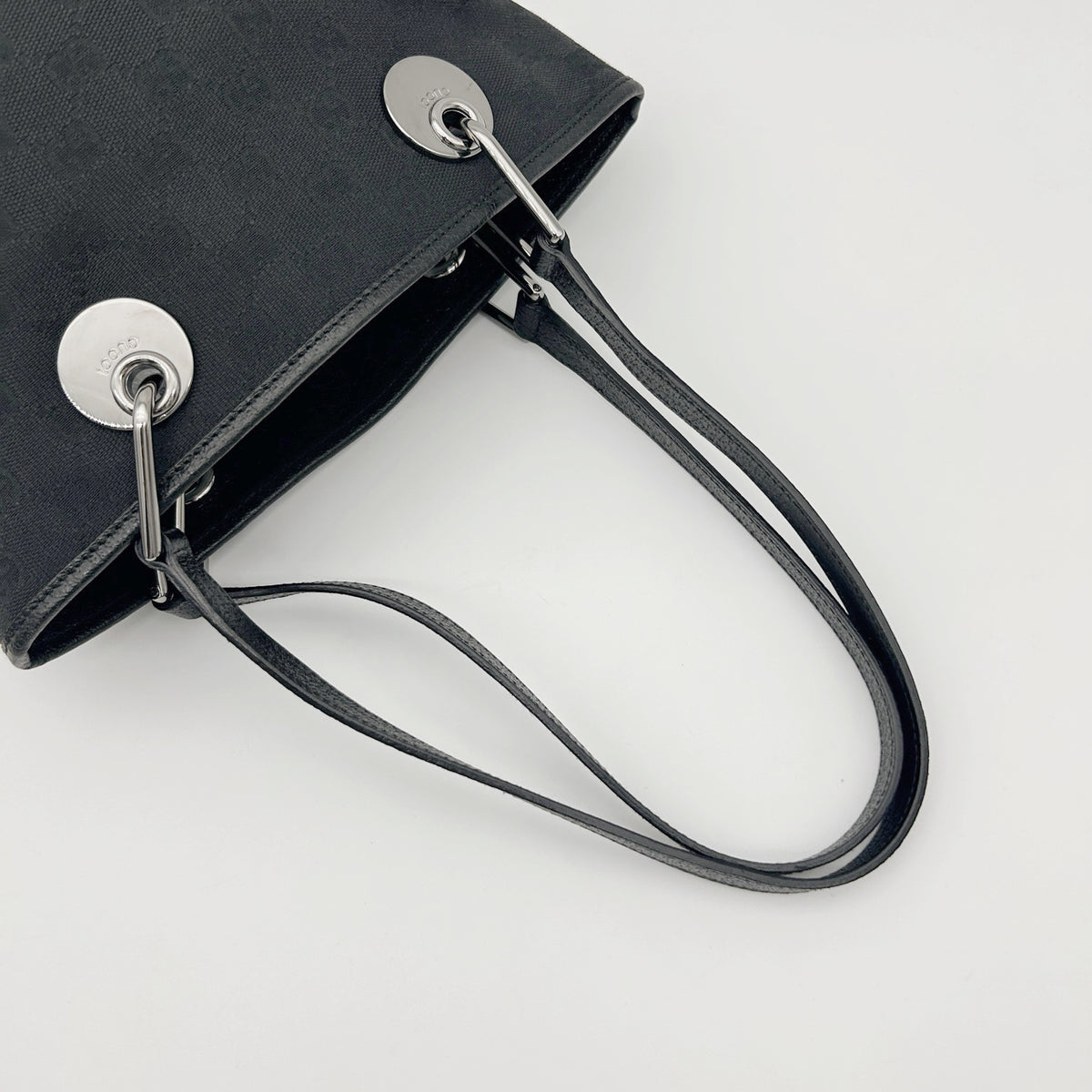GUCCI Black GG Canvas Bucket Tote Shoulder Bag [Used]