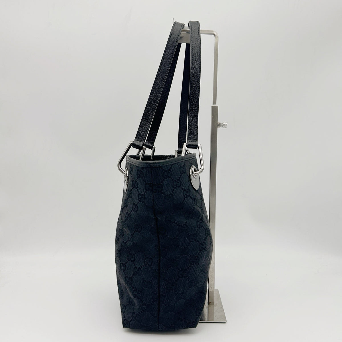 GUCCI Black GG Canvas Bucket Tote Shoulder Bag [Used]