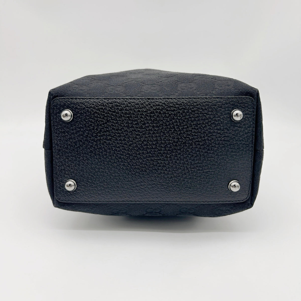 GUCCI Black GG Canvas Bucket Tote Shoulder Bag [Used]