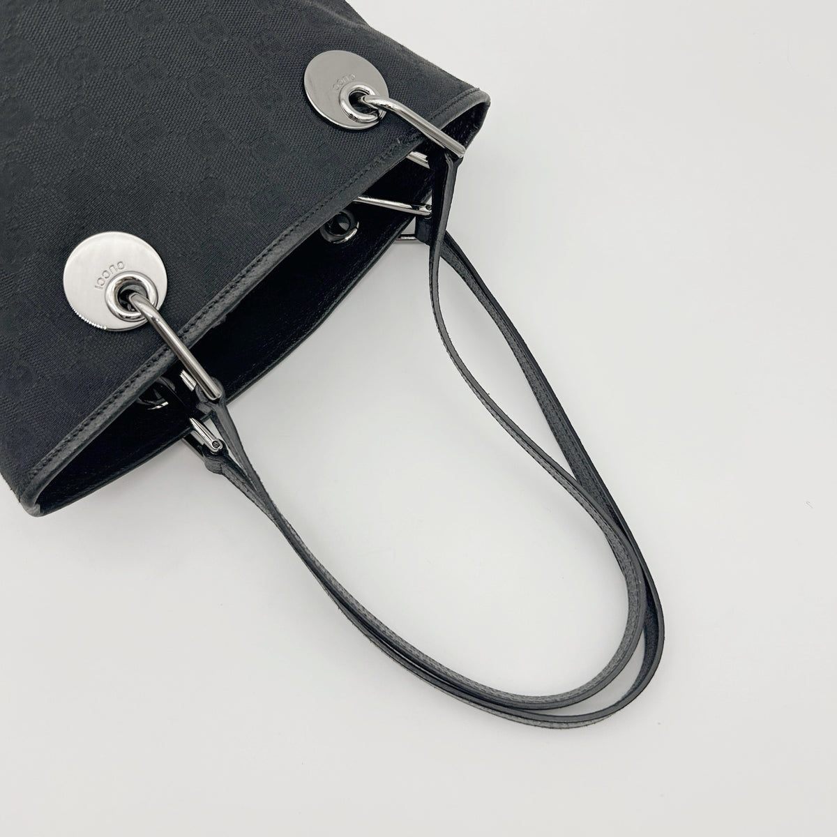 GUCCI Black GG Canvas Bucket Tote Shoulder Bag [Used]