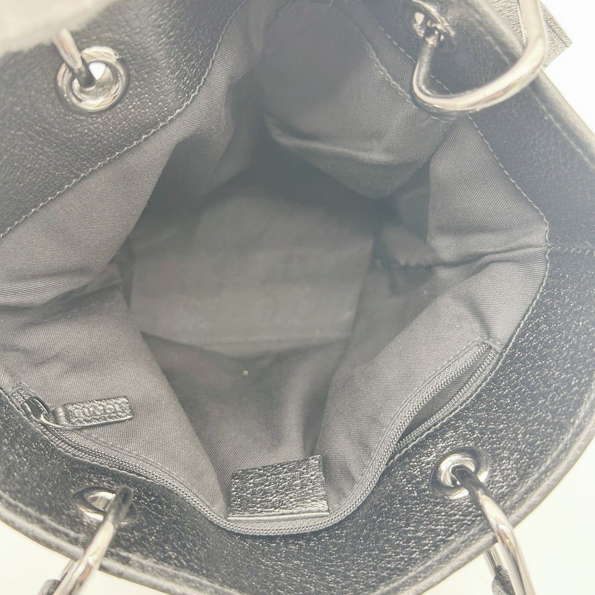 GUCCI Black GG Canvas Bucket Tote Shoulder Bag [Used]