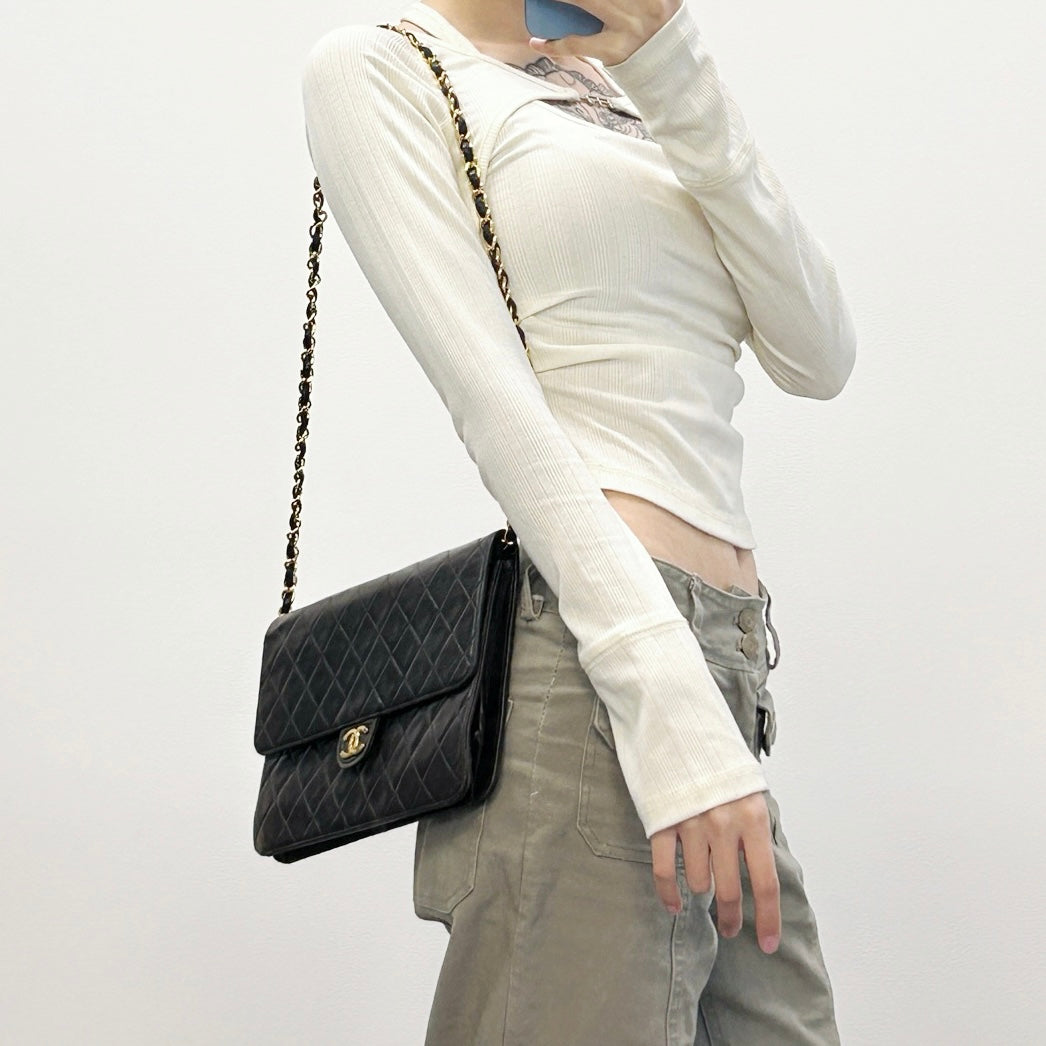Chanel Black Flap Chain Shoulder Bag [Used]