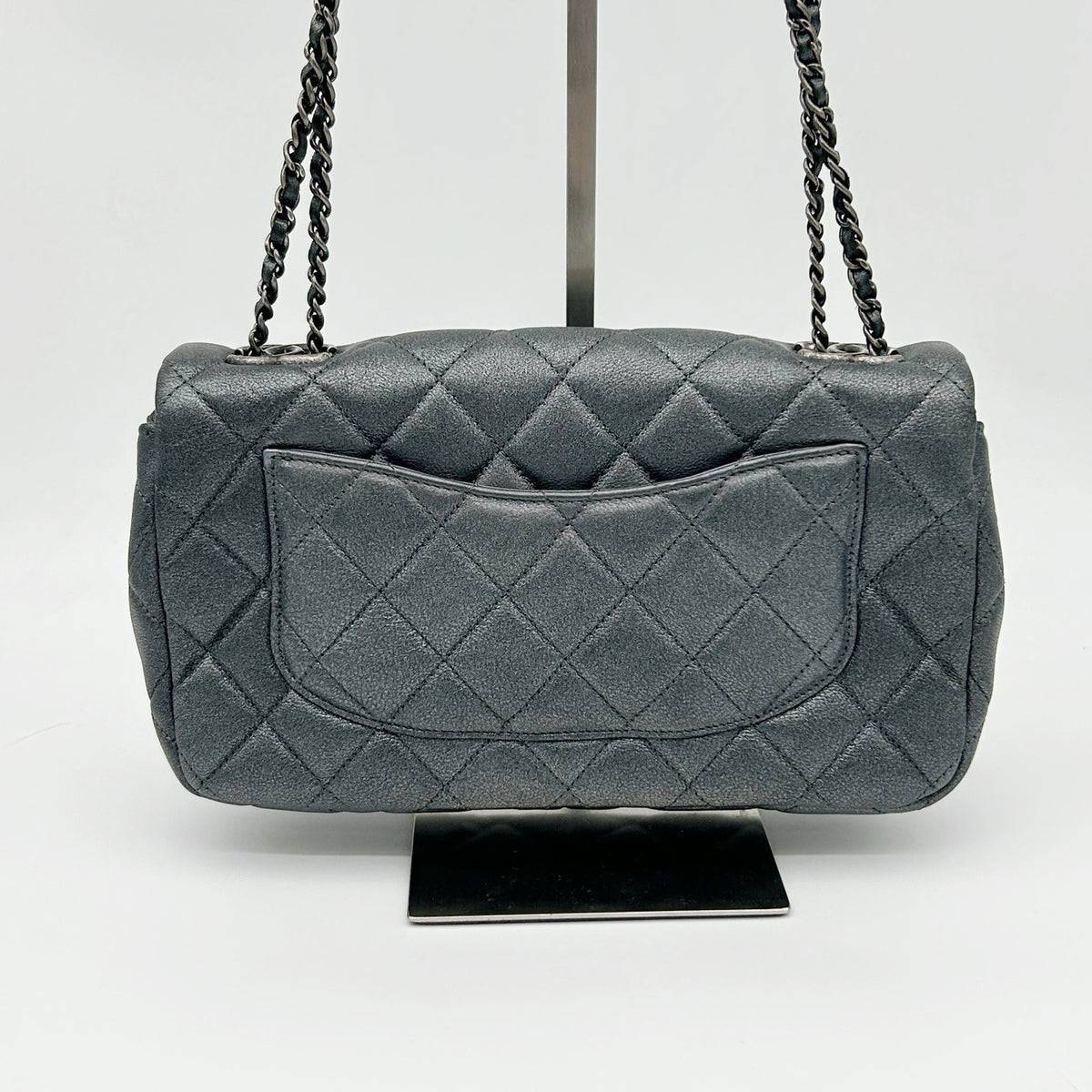 Chanel Metallic Silver Gray Flap Chain Bag [Used]