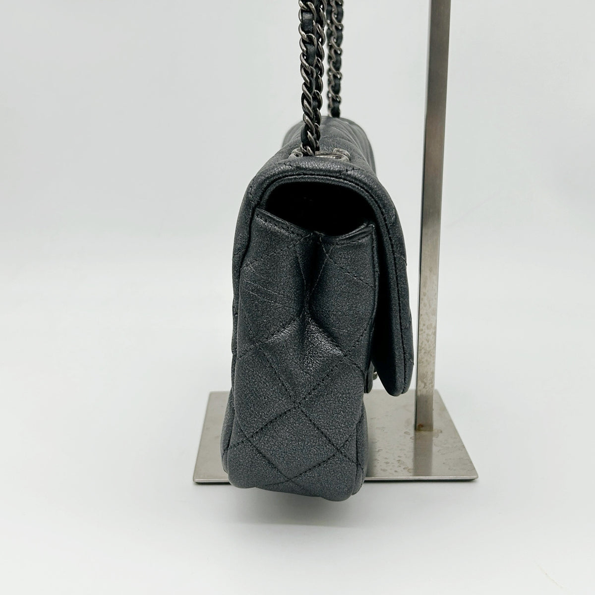 Chanel Metallic Silver Gray Flap Chain Bag [Used]