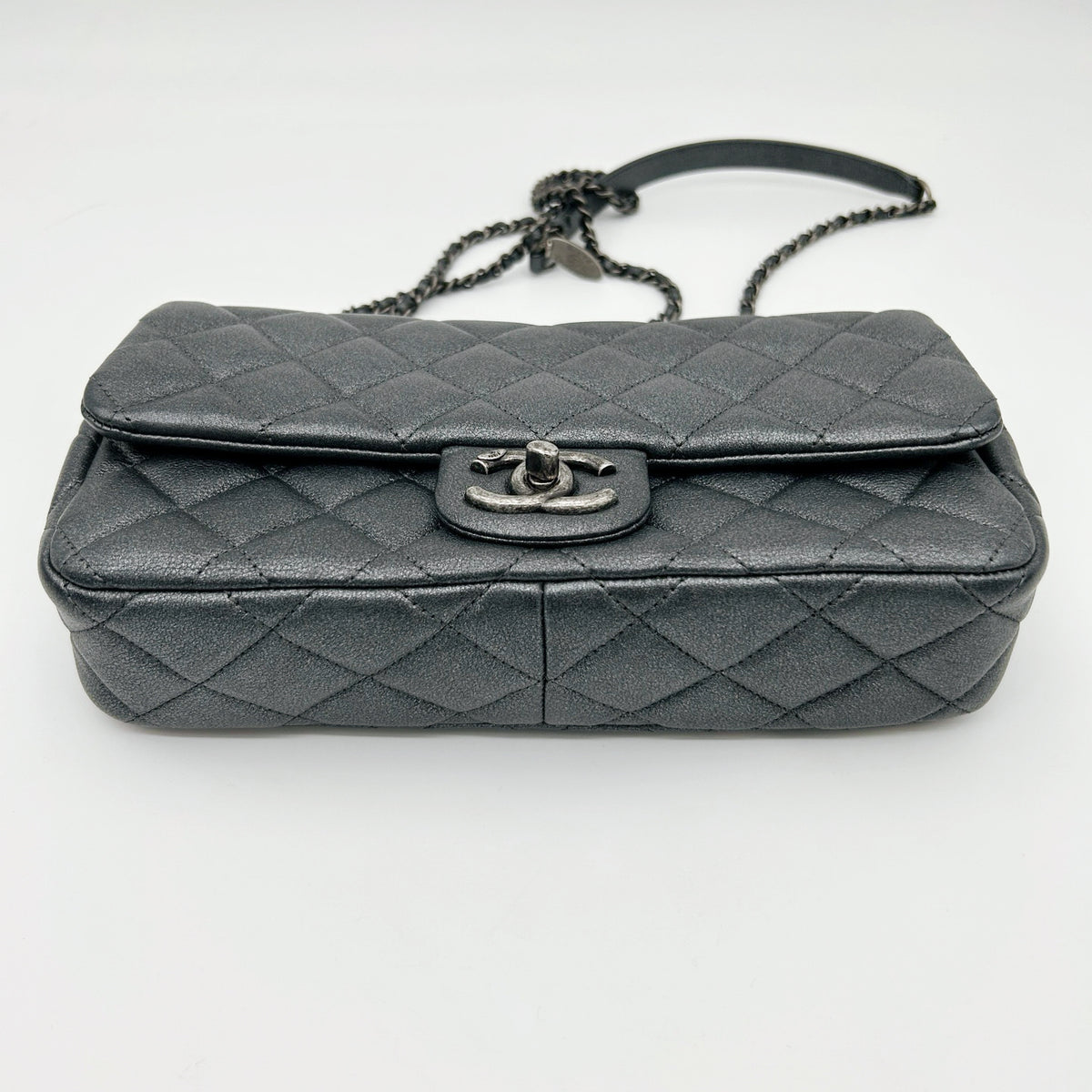 Chanel Metallic Silver Gray Flap Chain Bag [Used]